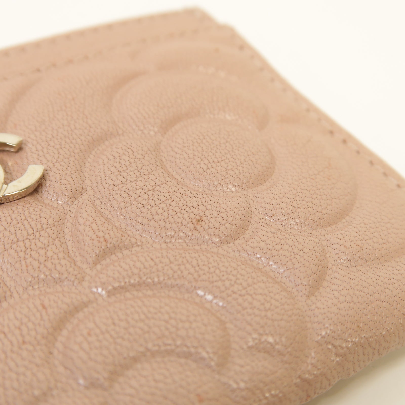 CHANEL 皮革Card Case銀扣卡片套粉紅色