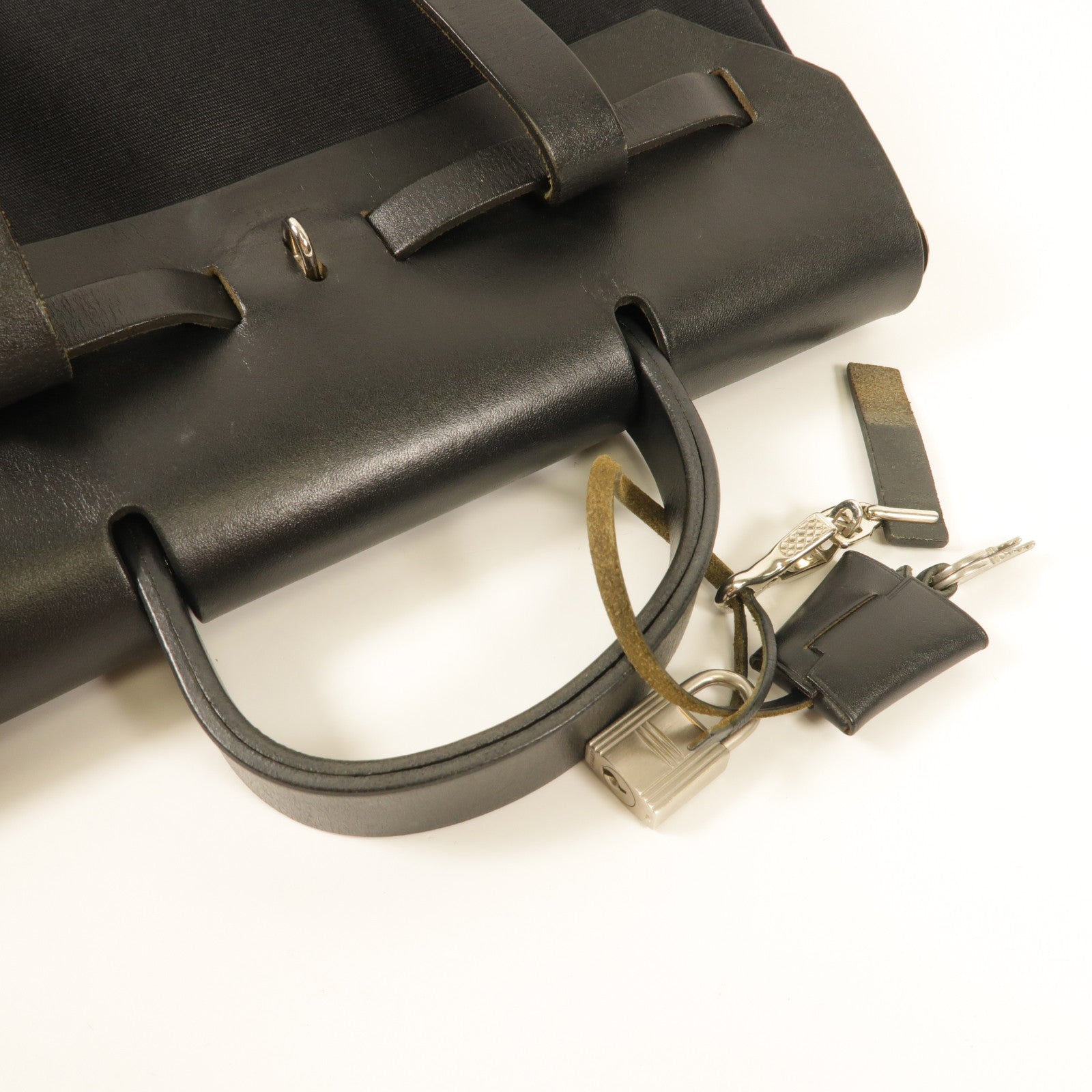 HERMES 帆布Herbag銀扣背包