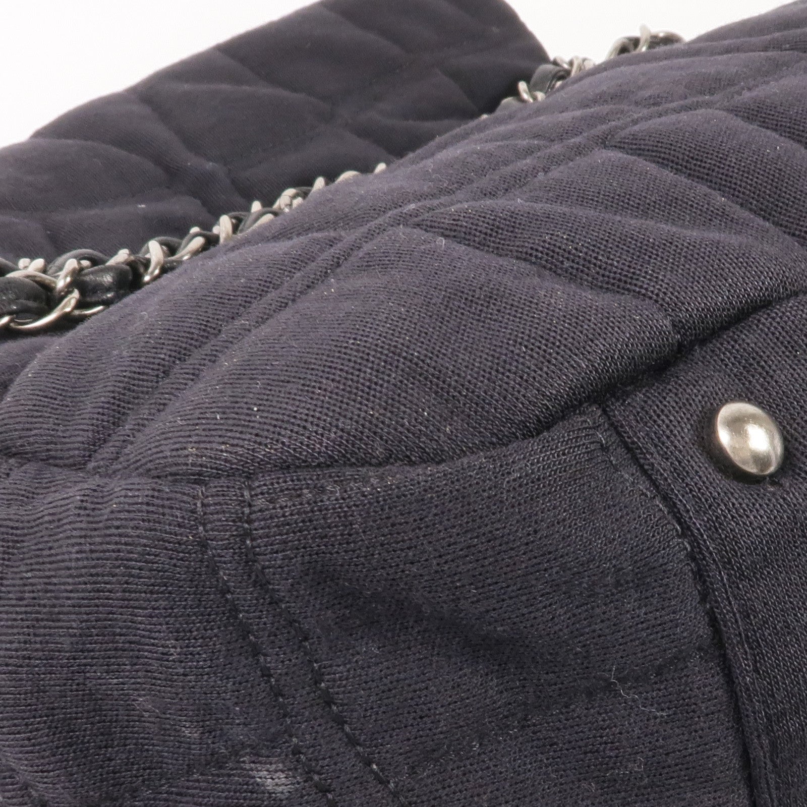 CHANEL 布料/皮革Chain Shoulder銀扣鏈帶肩背袋