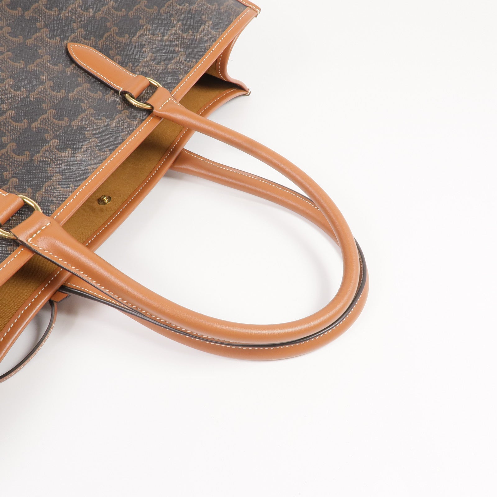 CELINE 塗層帆布Horizontal Cabas Triomphe金扣肩背袋/手挽袋