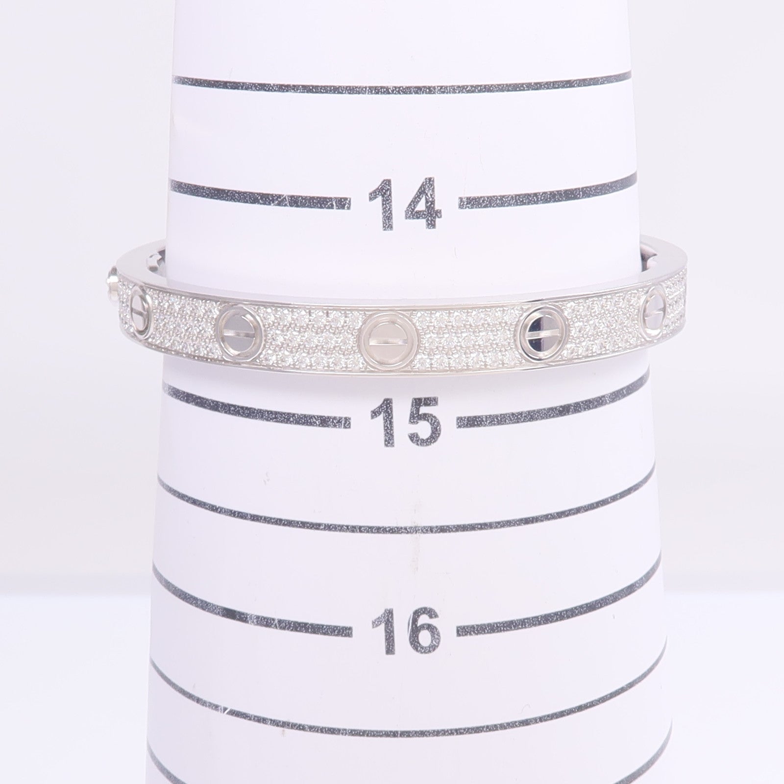 CARTIER 【激減優惠】18K白金Love Bracelet Classic Model Paved Diamonds鑽石手鐲Cartier#16