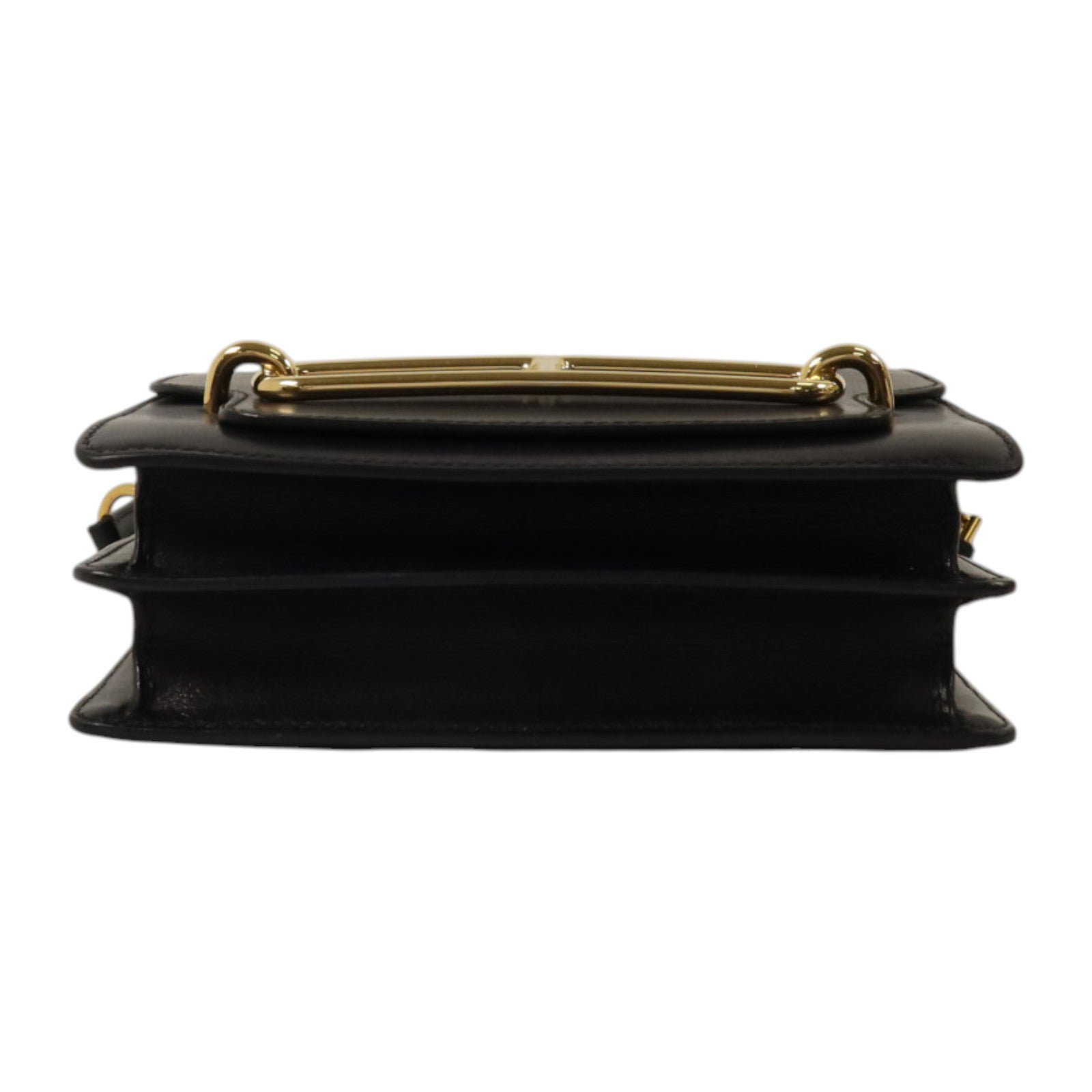 HERMES Evergrain皮革Mini Roulis金扣肩背袋Black