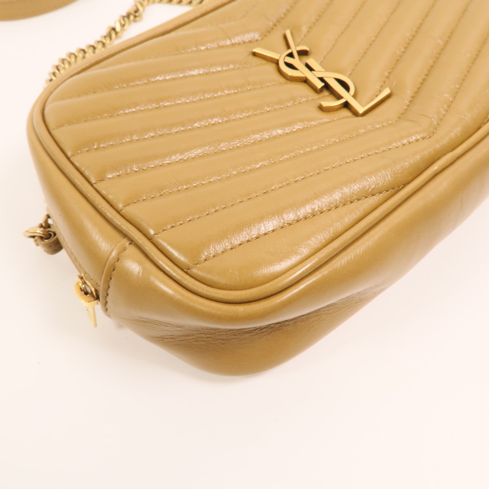 SAINT LAURENT 牛皮皮革Chain Shoulder金扣鏈帶肩背袋