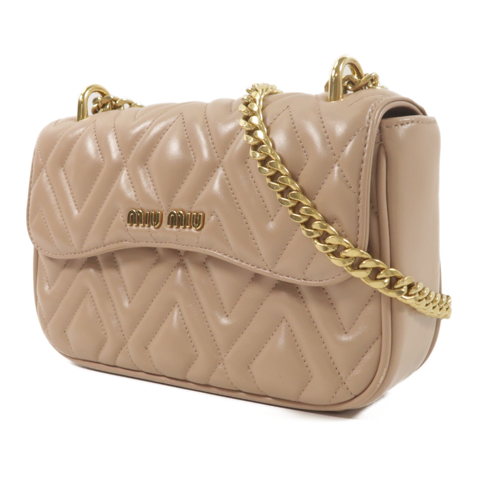 Miu Miu 羊皮皮革Chain Shoulder鏈帶肩背袋