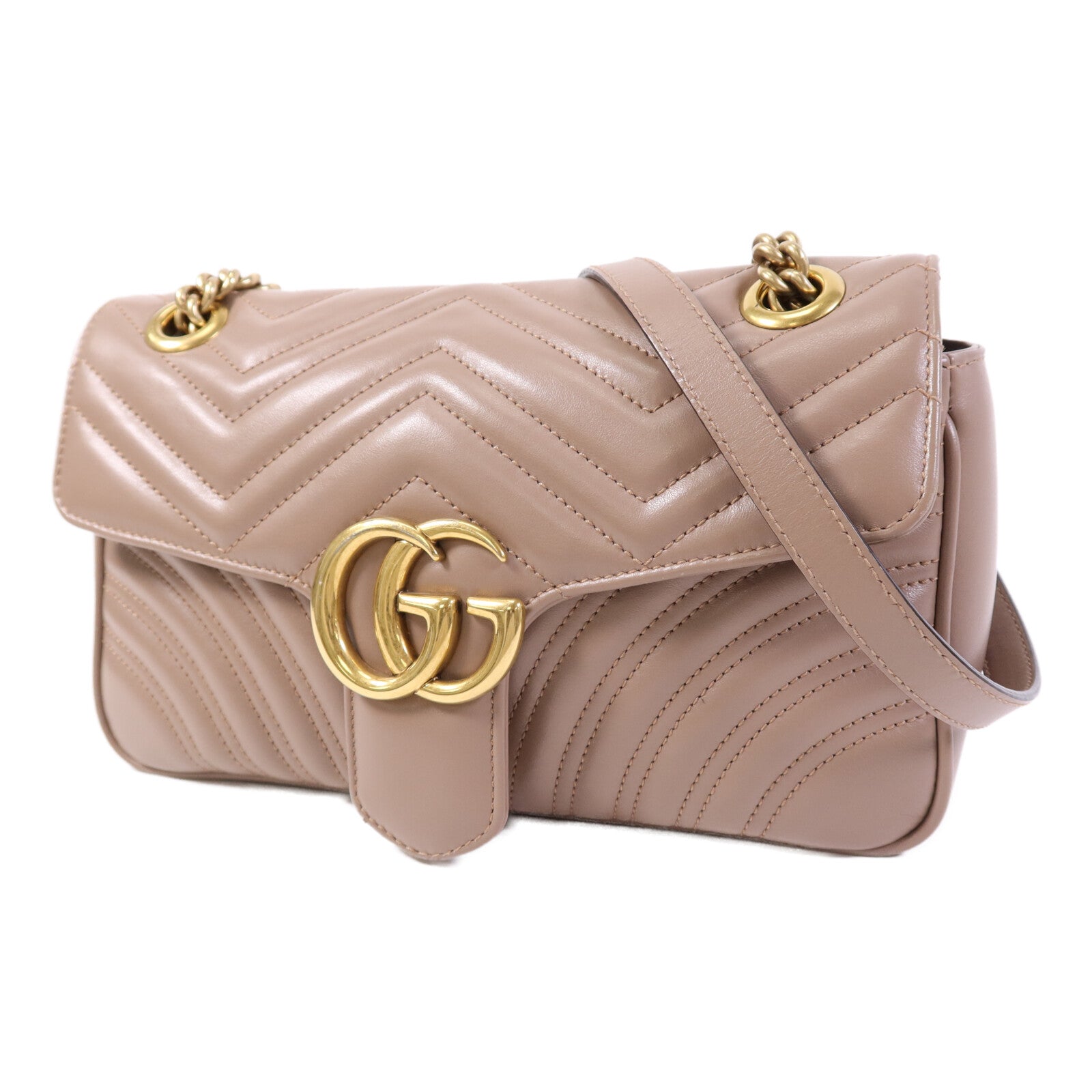 GUCCI 牛皮皮革GG Marmont金扣肩背袋