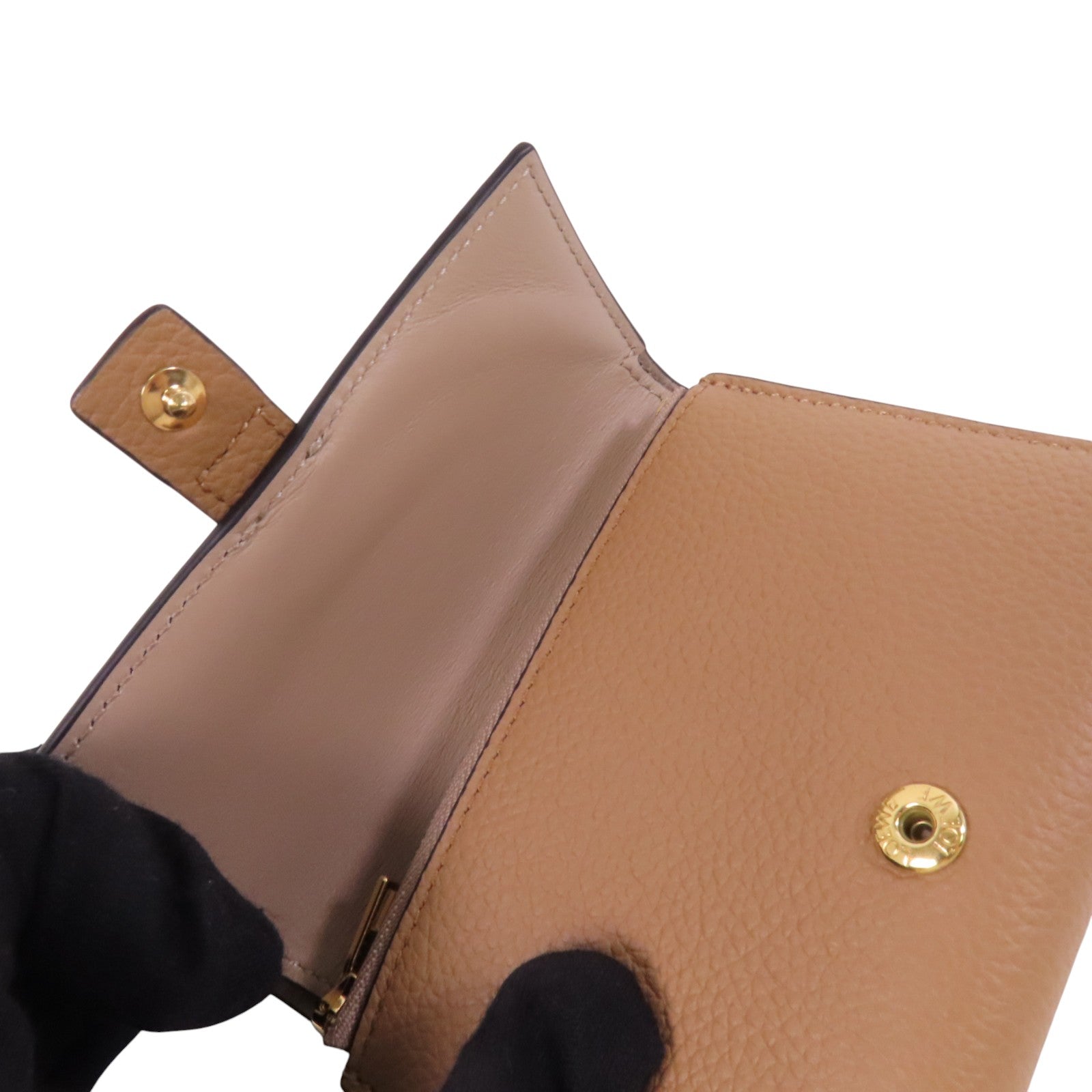 LOEWE 牛皮皮革Small Wallet銀扣短錢包