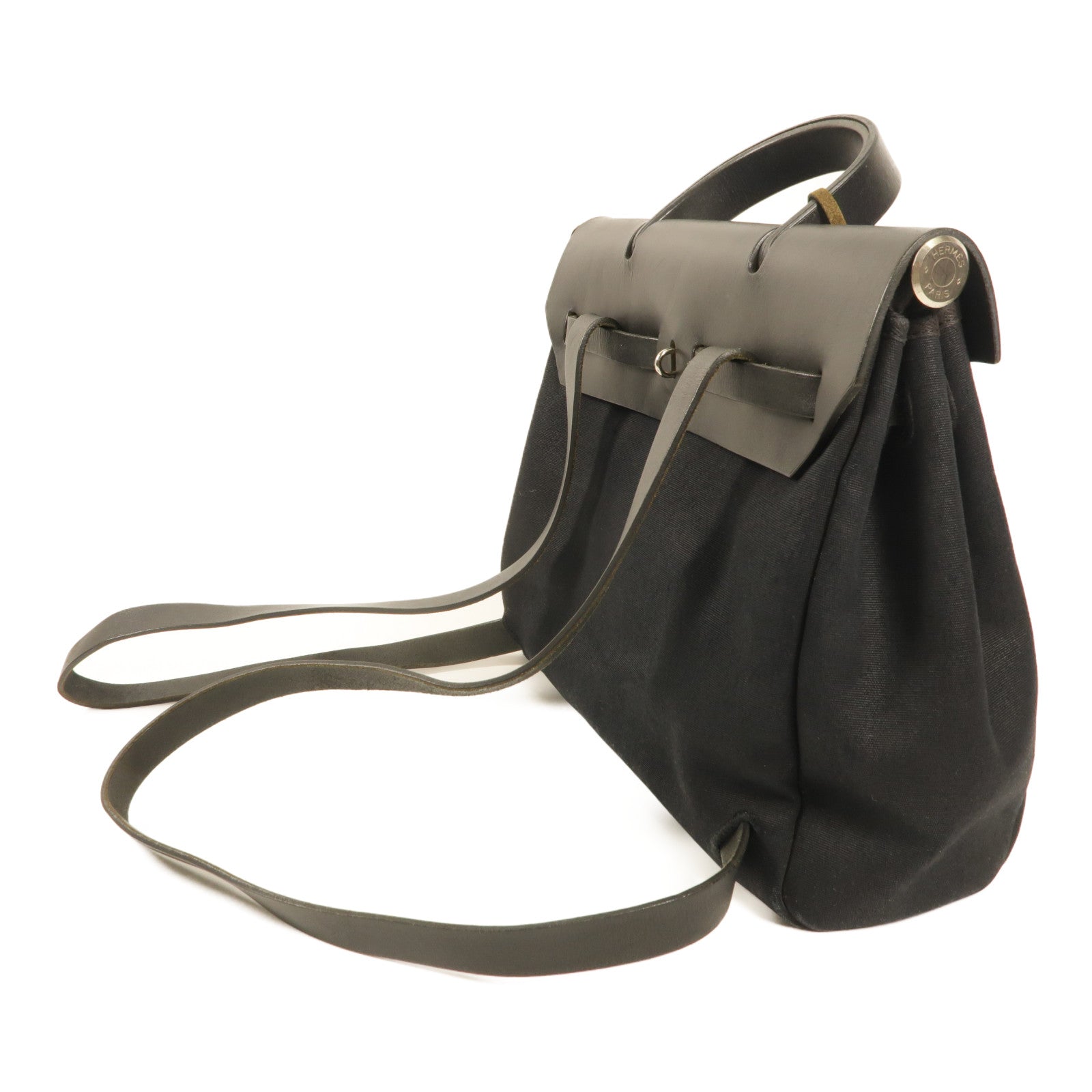 HERMES 帆布Herbag銀扣背包