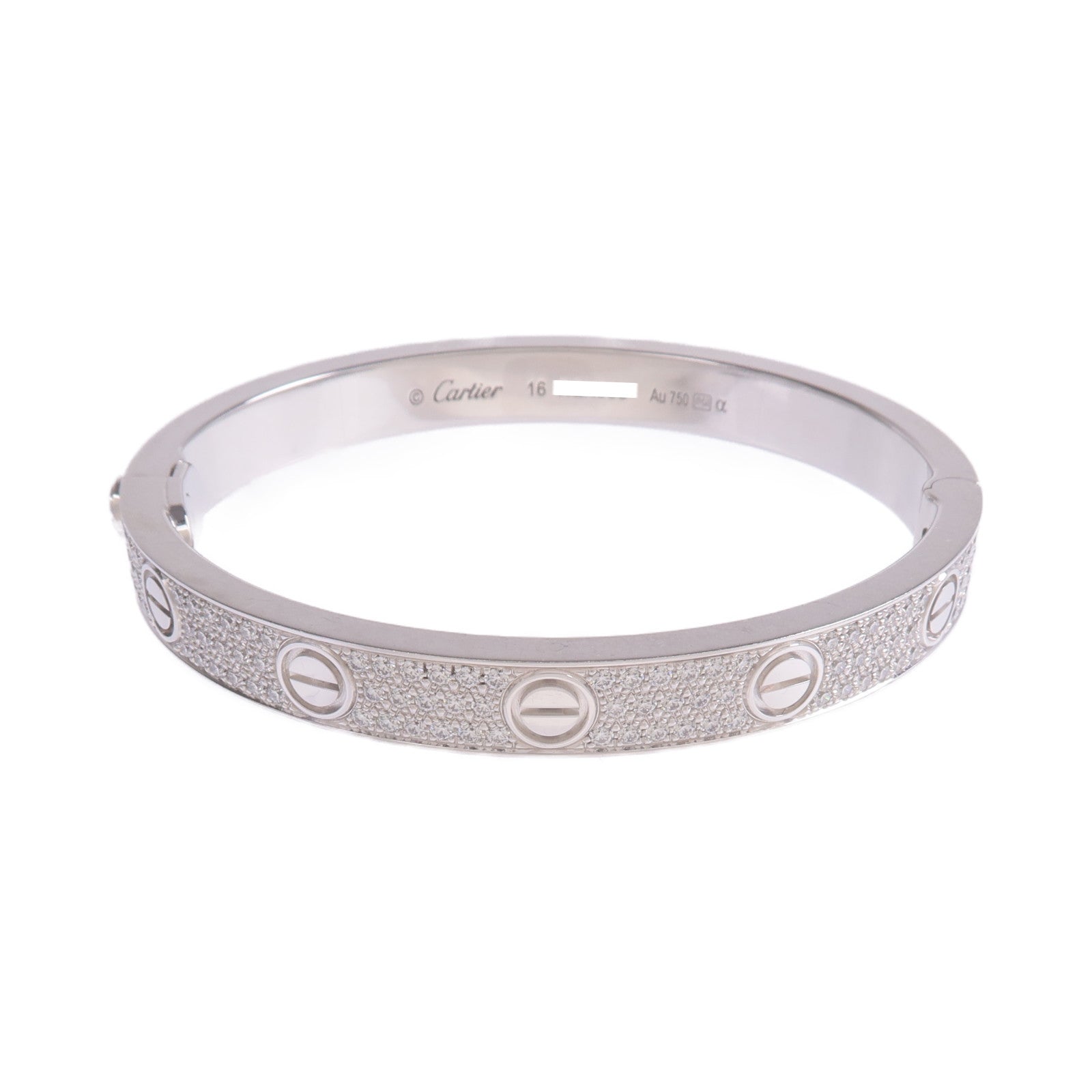CARTIER 【激減優惠】18K白金Love Bracelet Classic Model Paved Diamonds鑽石手鐲Cartier#16