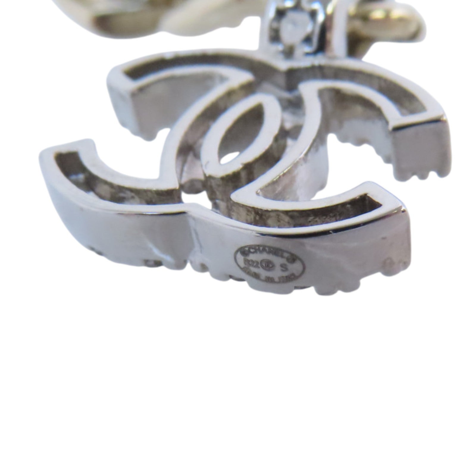 CHANEL 金屬/水鑽CC Chain Earrings金扣耳環