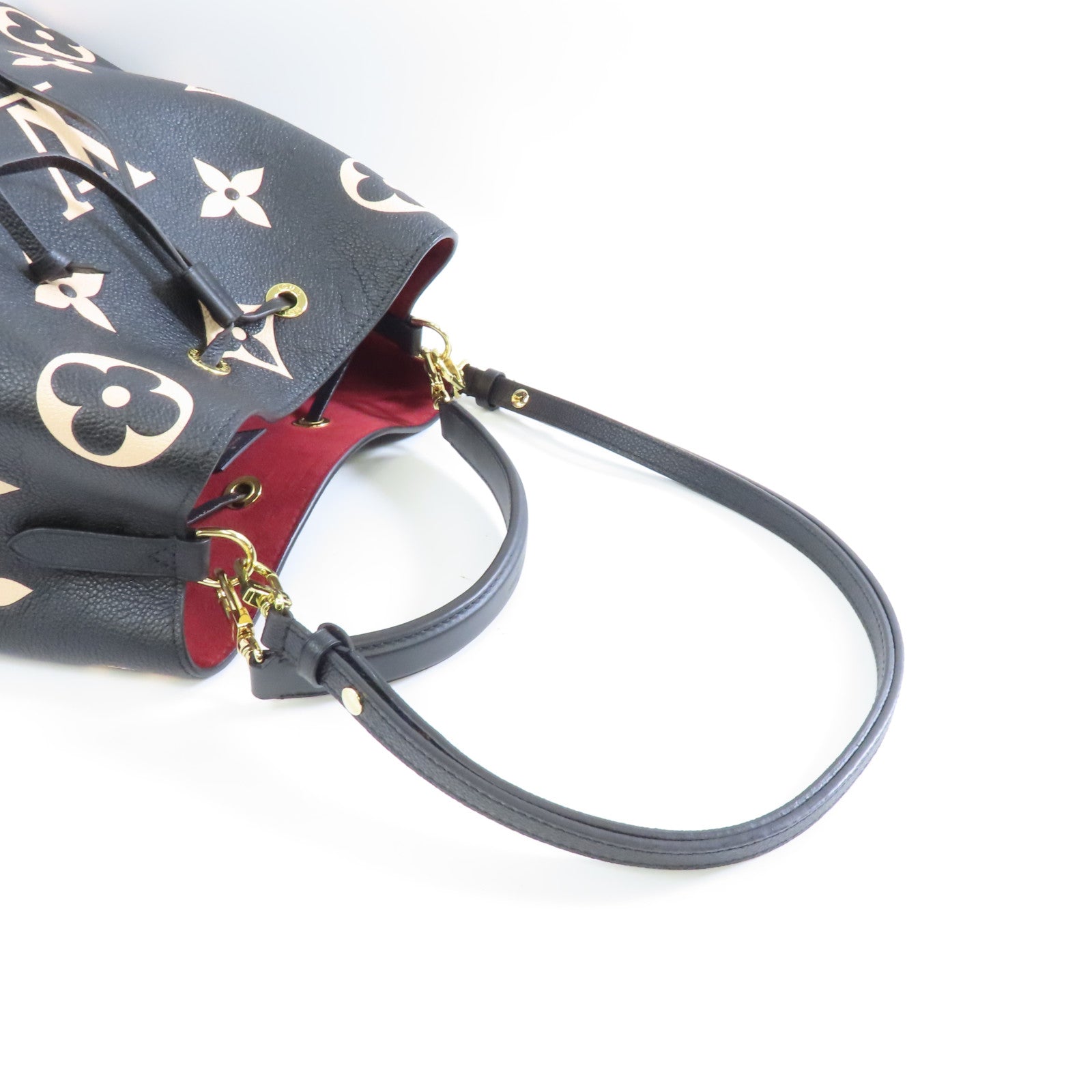 LOUIS VUITTON Monogram Empreinte Neo Noe MM金扣手挽肩背兩用袋黑色/米色