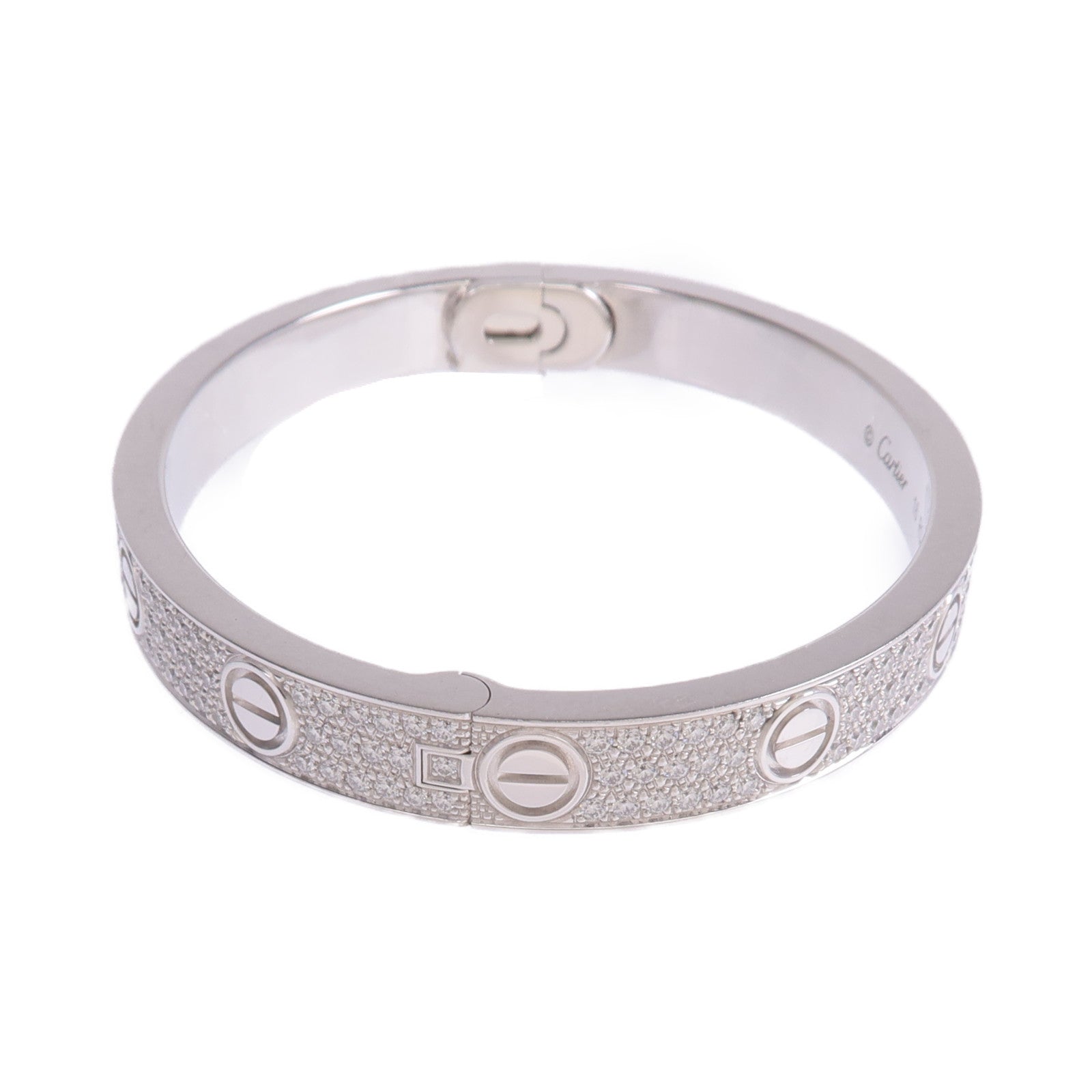 CARTIER 【激減優惠】18K白金Love Bracelet Classic Model Paved Diamonds鑽石手鐲Cartier#16