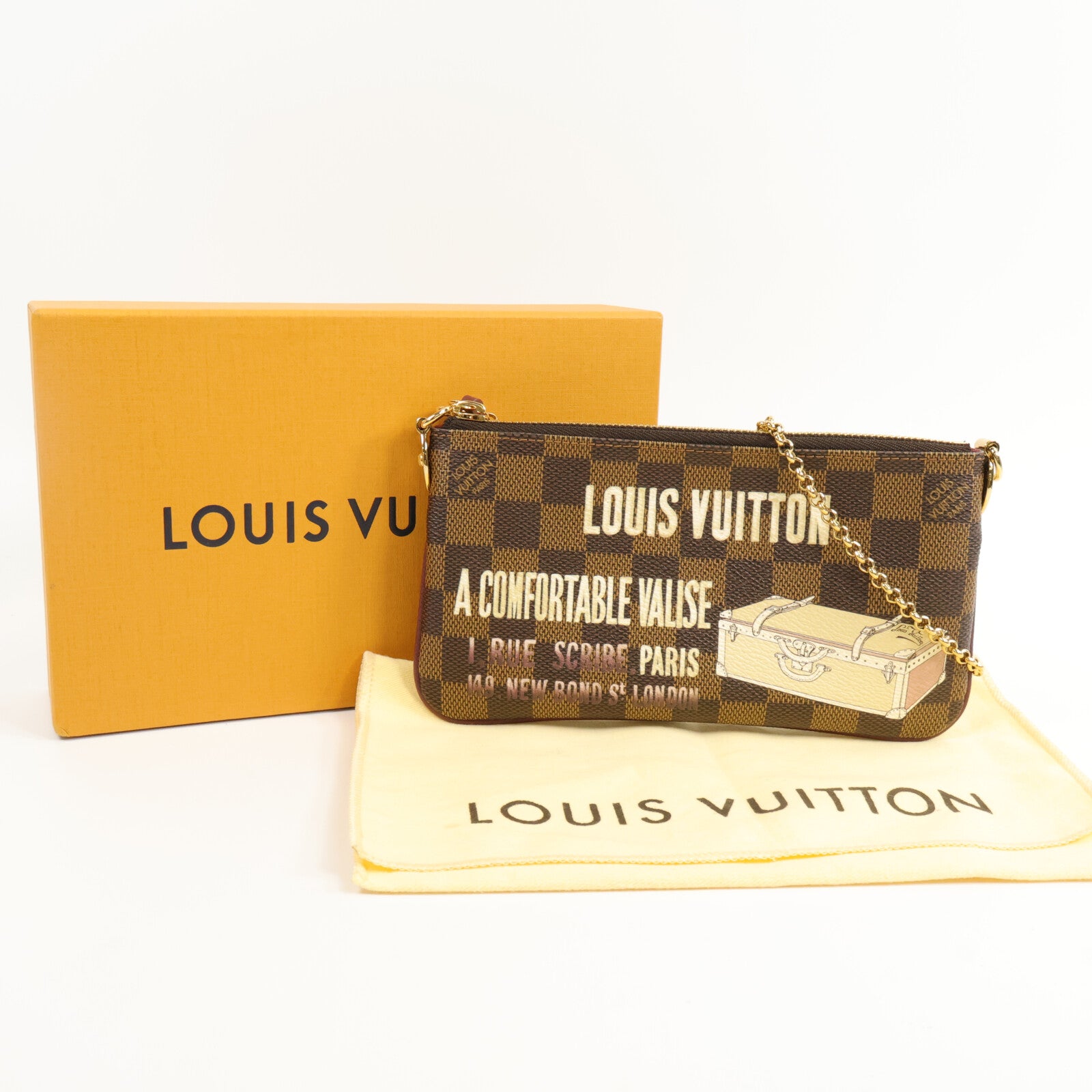 LOUIS VUITTON Damier Pochette Mila MM鏈帶手拿包