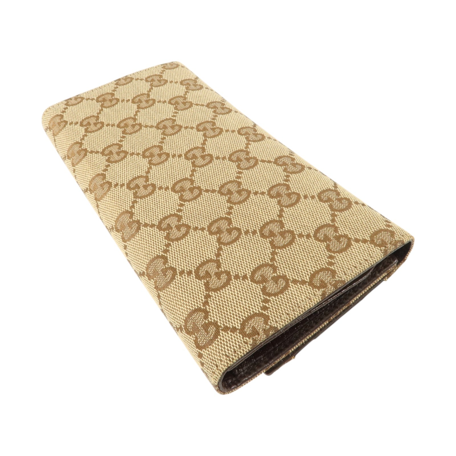 GUCCI GG帆布Vintage Web Horsebit Long Wallet金扣長錢包