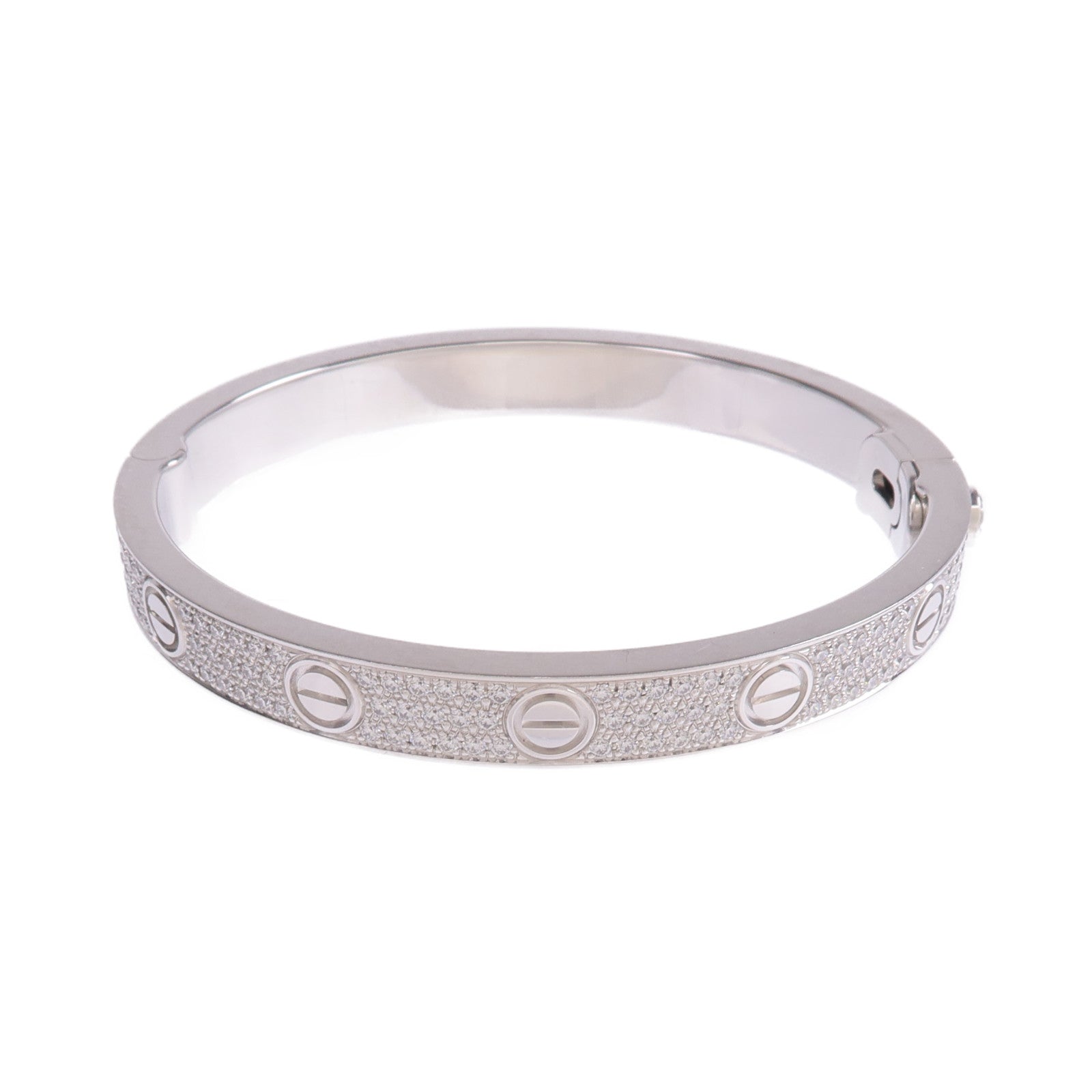 CARTIER 【激減優惠】18K白金Love Bracelet Classic Model Paved Diamonds鑽石手鐲Cartier#16
