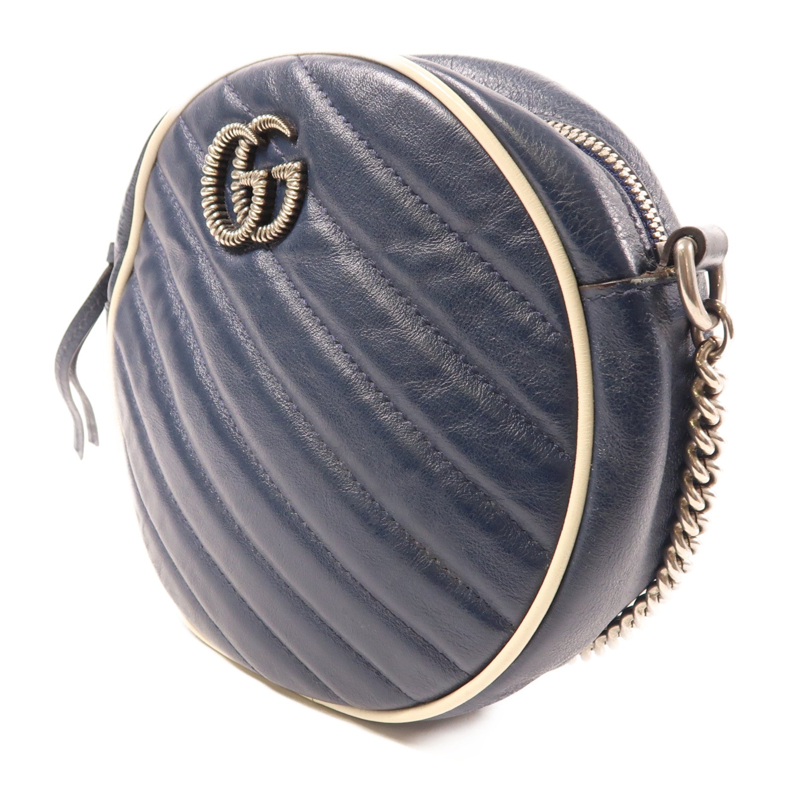 GUCCI 牛皮皮革GG Marmont銀扣肩背袋