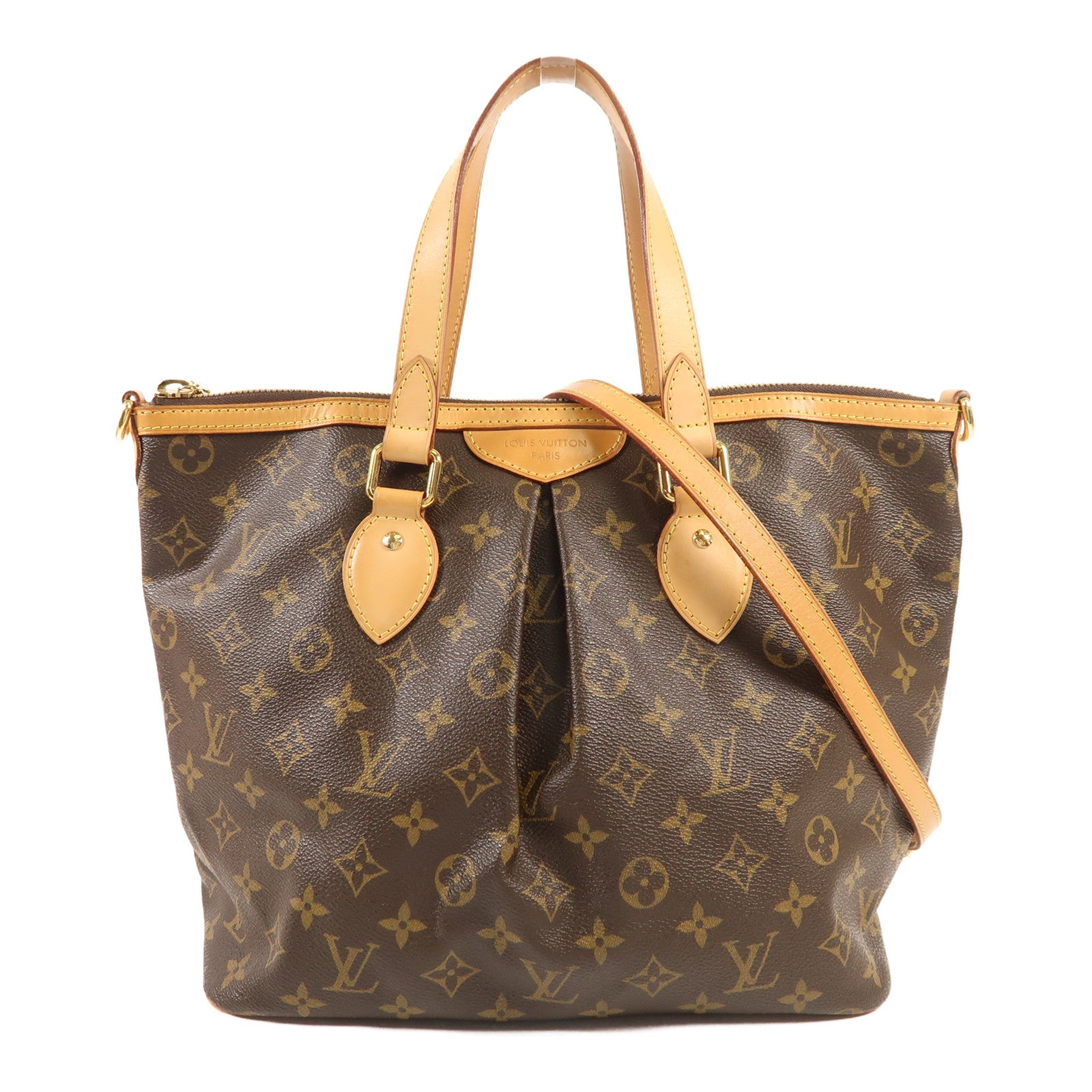 LOUIS VUITTON Monogram Palermo PM金扣手挽肩背兩用袋棕色