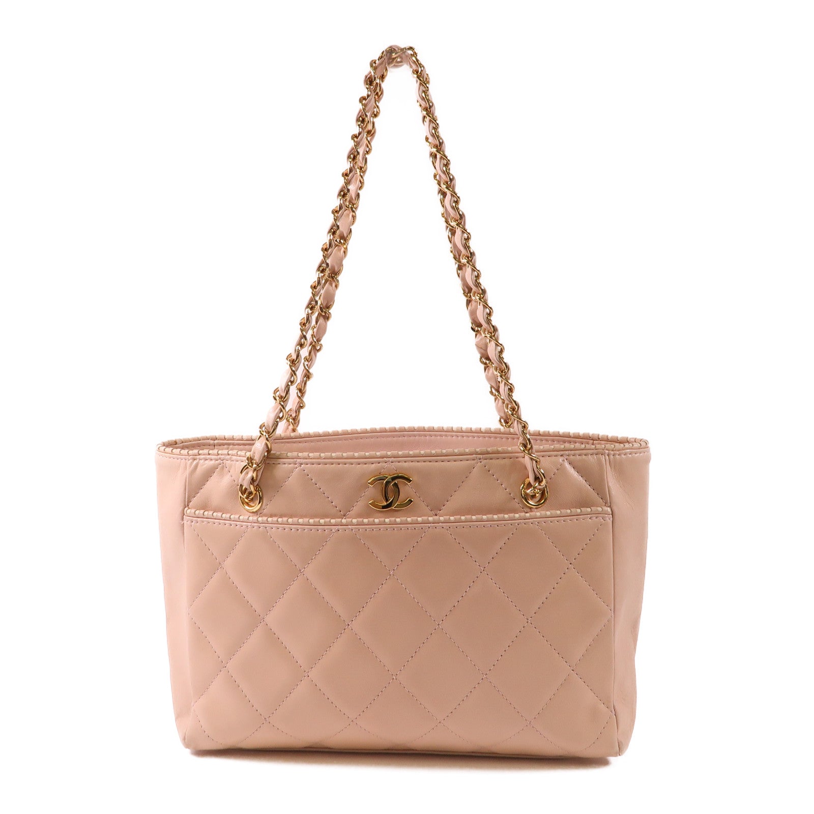 CHANEL 羊皮皮革Shoulder Bag金扣鏈帶肩背袋