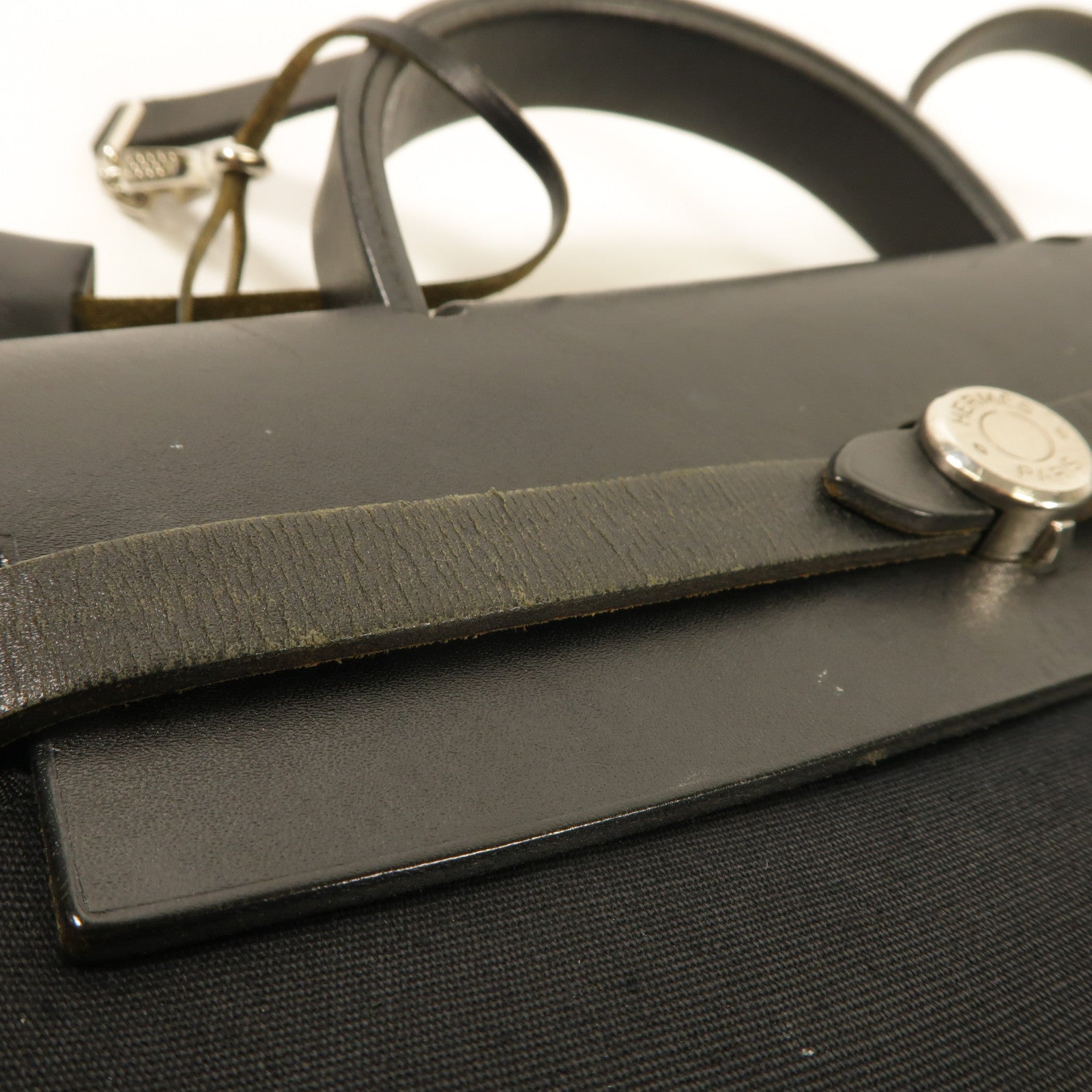 HERMES 帆布Herbag銀扣背包