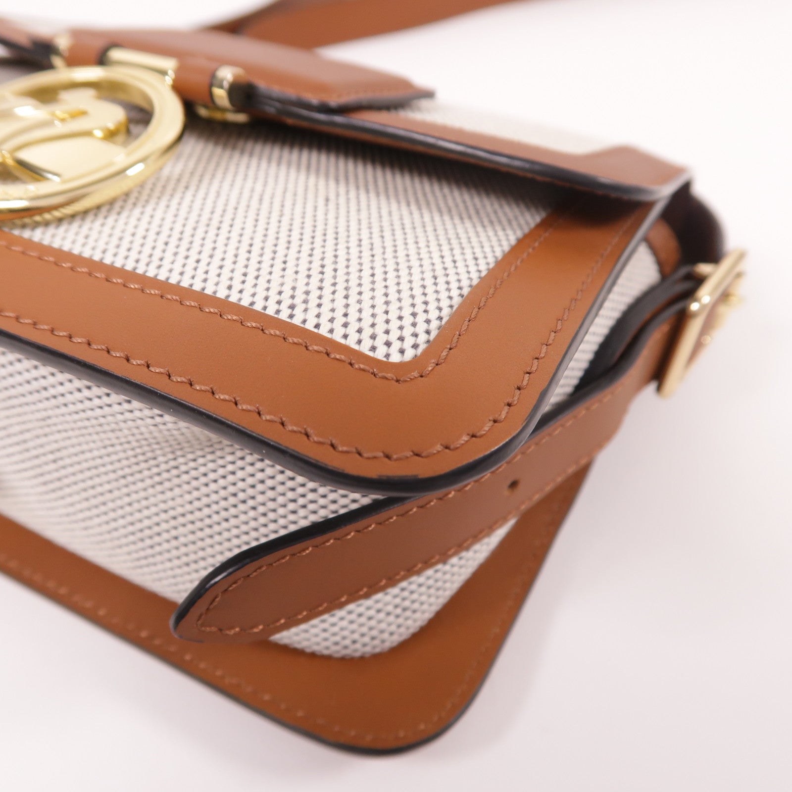 Longchamp 帆布/皮革Shoulder Bag金扣肩背袋