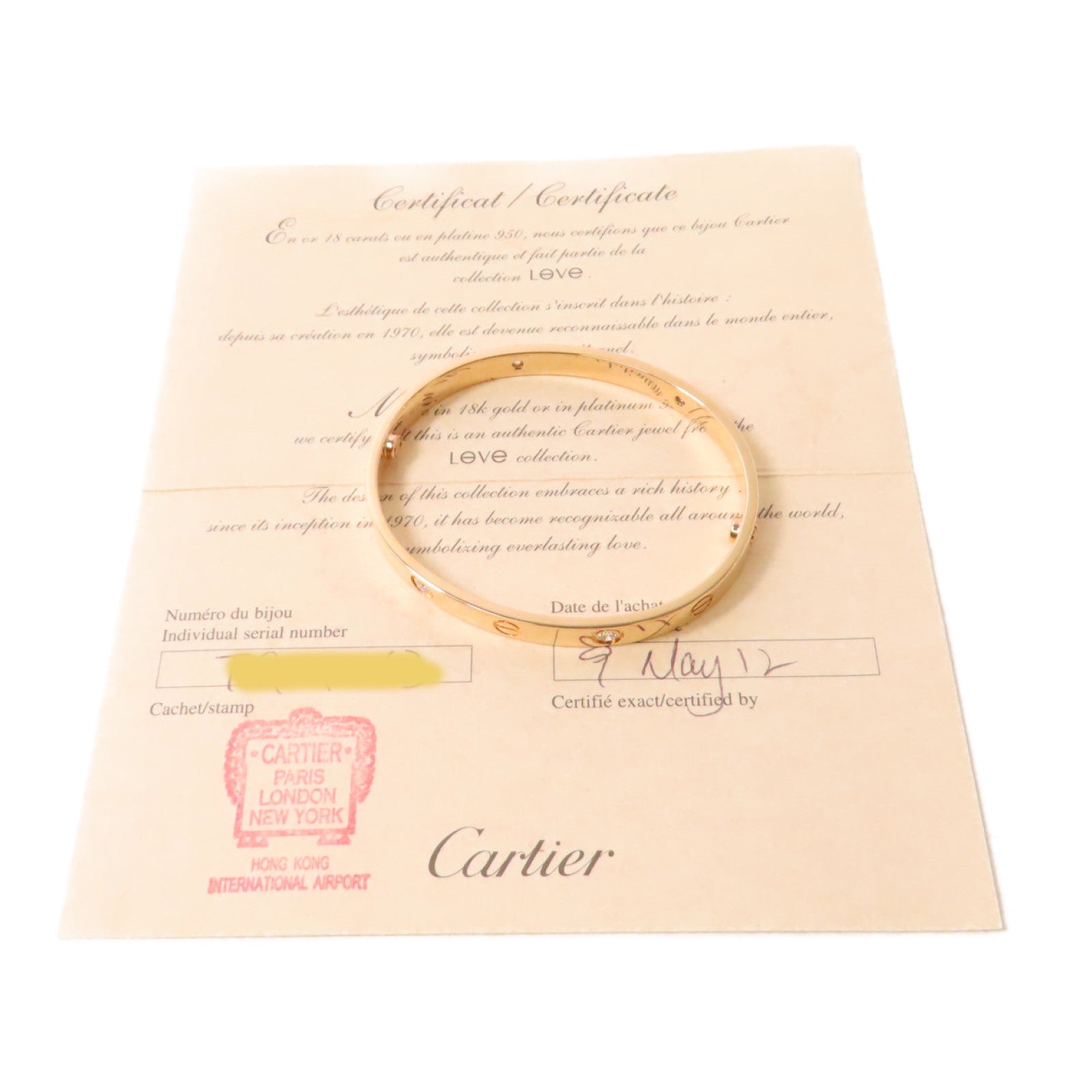CARTIER 【激減優惠】18K玫瑰金/鑽石4 Diamonds Love BraceletClassic Model手鐲#17