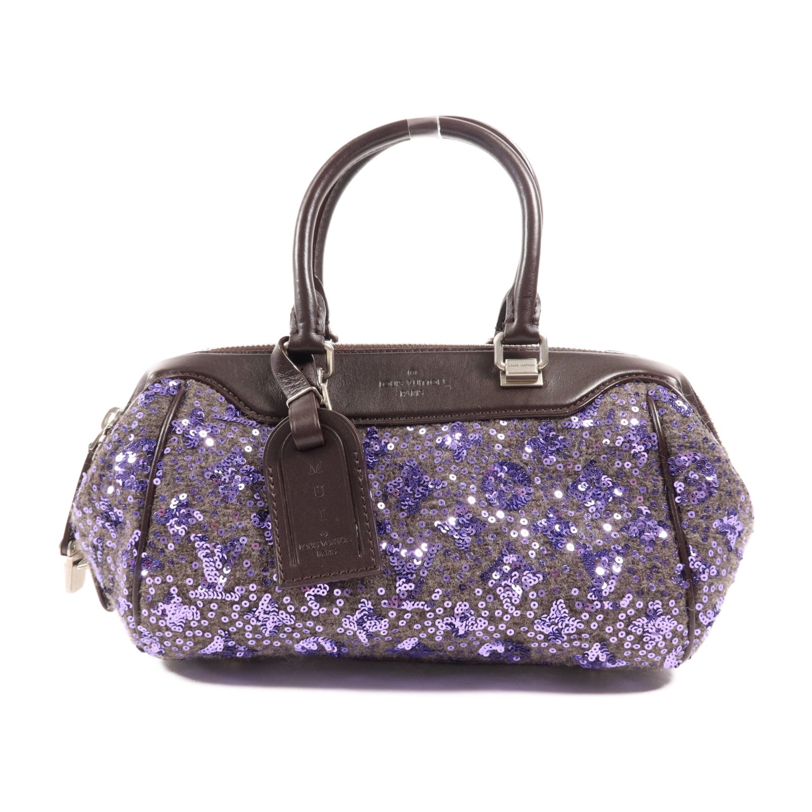 LOUIS VUITTON 皮革/珠片Shoulder Bag銀扣手挽袋