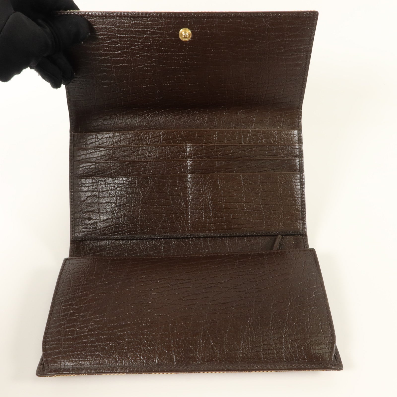 GUCCI GG帆布Vintage Web Horsebit Long Wallet金扣長錢包