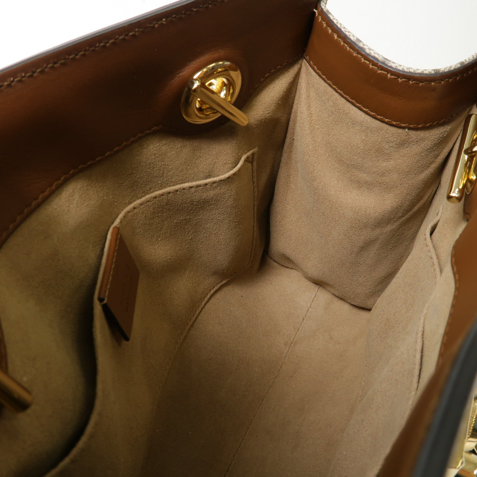GUCCI 塗層帆布Padlock Small GG金扣肩背袋啡色