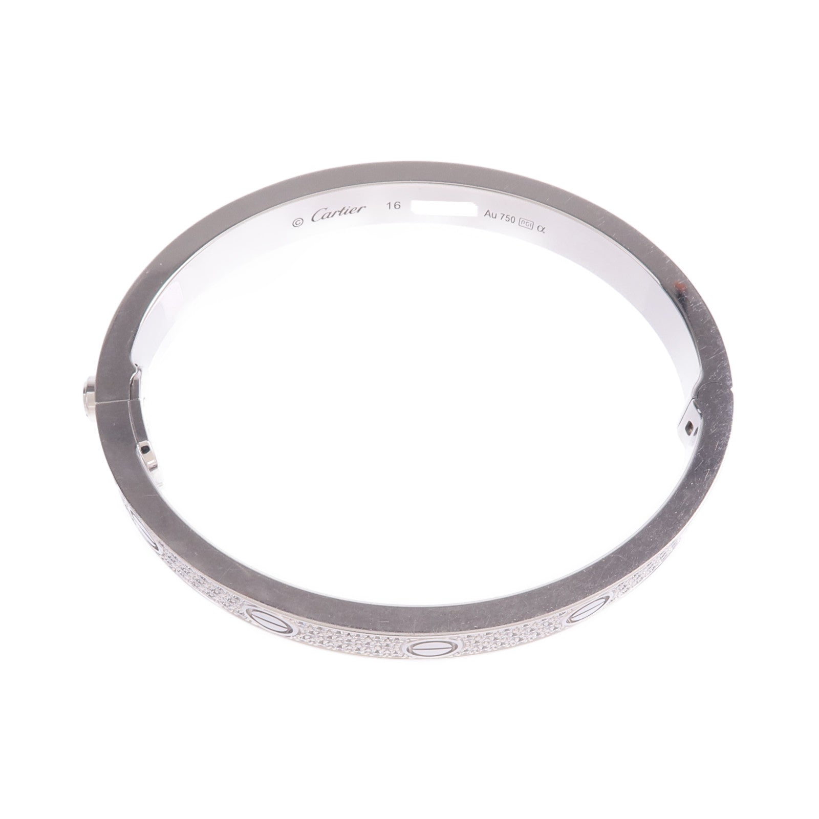 CARTIER 【激減優惠】18K白金Love Bracelet Classic Model Paved Diamonds鑽石手鐲Cartier#16