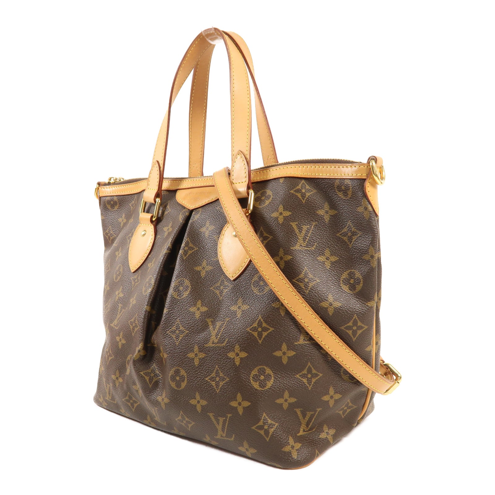 LOUIS VUITTON Monogram Palermo PM金扣手挽肩背兩用袋棕色