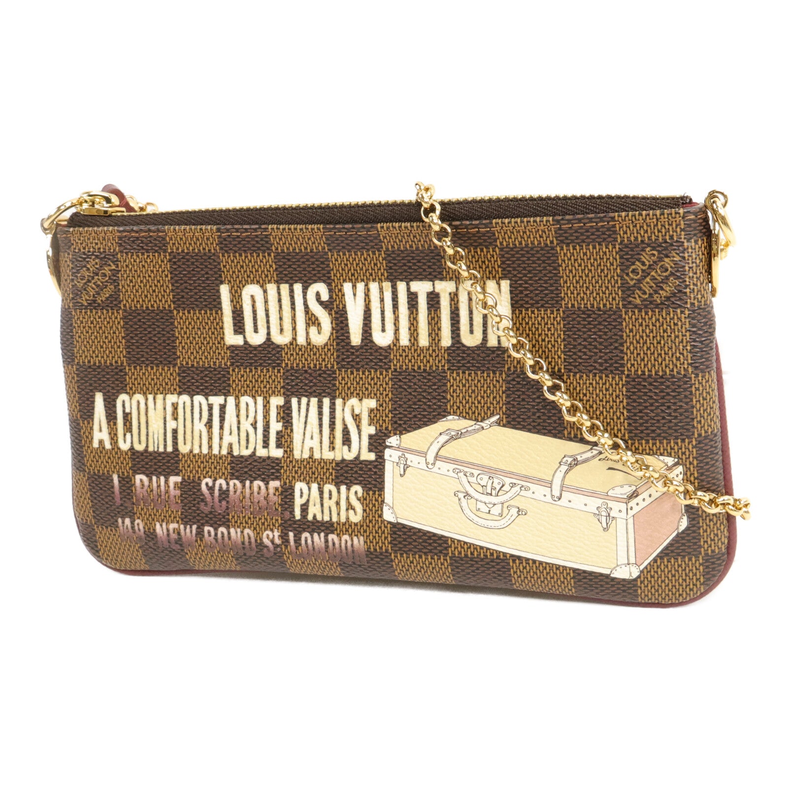LOUIS VUITTON Damier Pochette Mila MM鏈帶手拿包