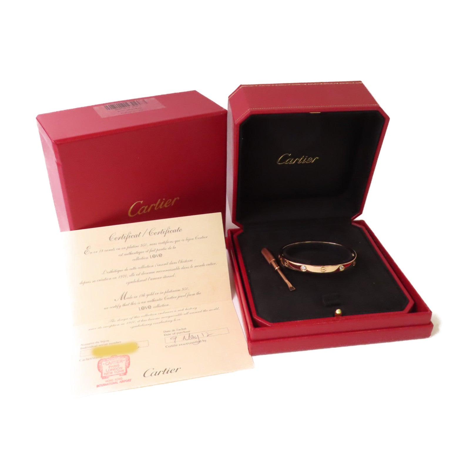 CARTIER 【激減優惠】18K玫瑰金/鑽石4 Diamonds Love BraceletClassic Model手鐲#17