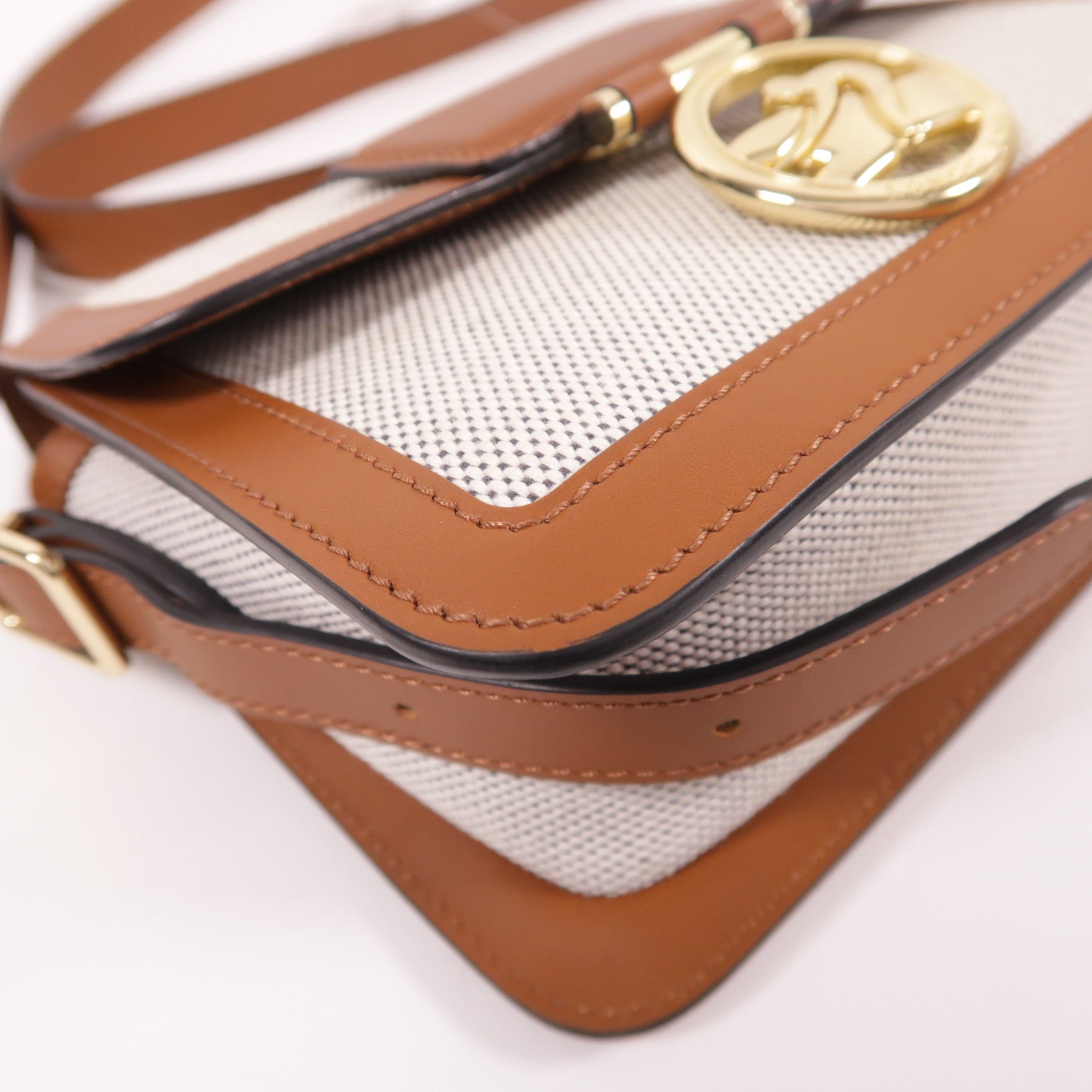 Longchamp 帆布/皮革Shoulder Bag金扣肩背袋