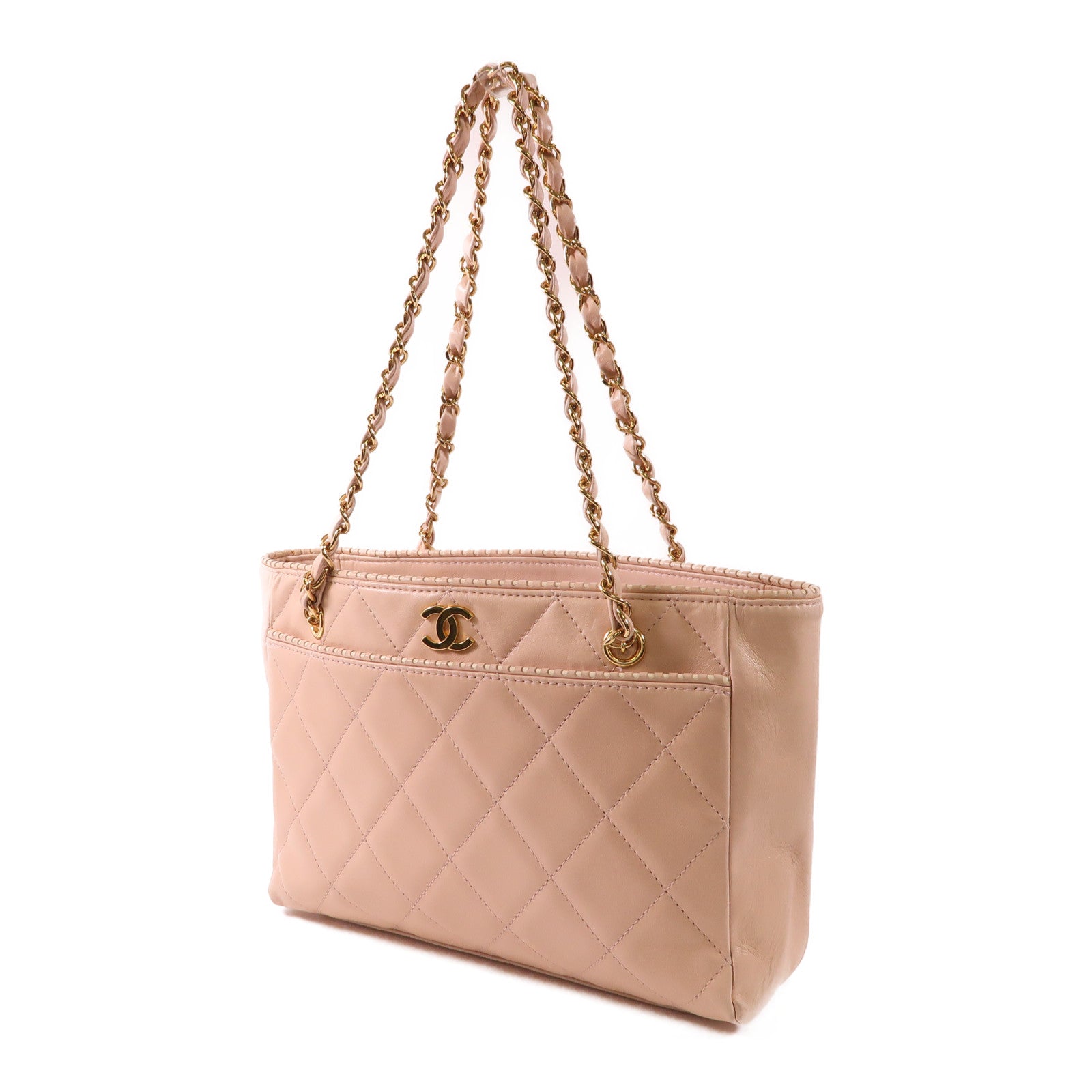 CHANEL 羊皮皮革Shoulder Bag金扣鏈帶肩背袋