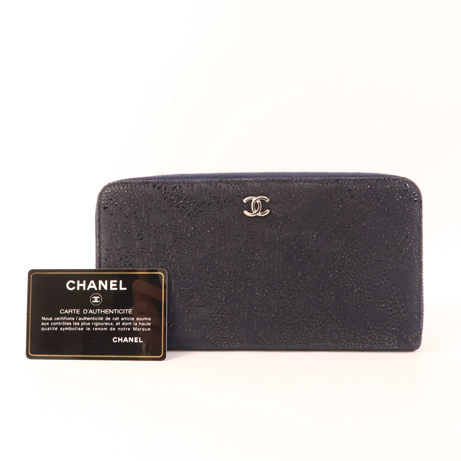CHANEL 皮革Zipper Long Round Wallet銀扣長錢包
