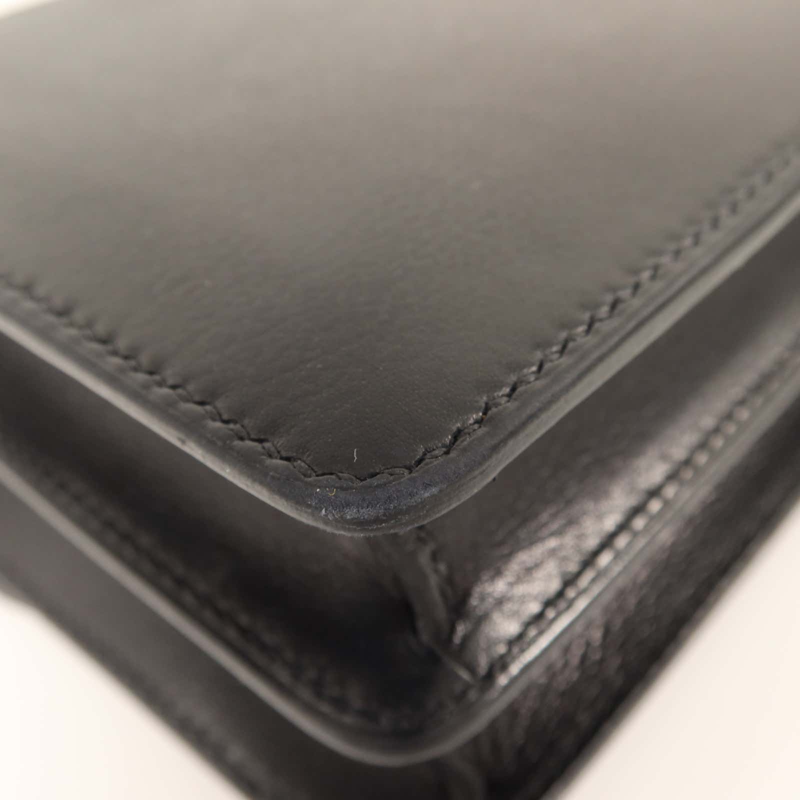 HERMES Evergrain皮革Mini Roulis金扣肩背袋Black