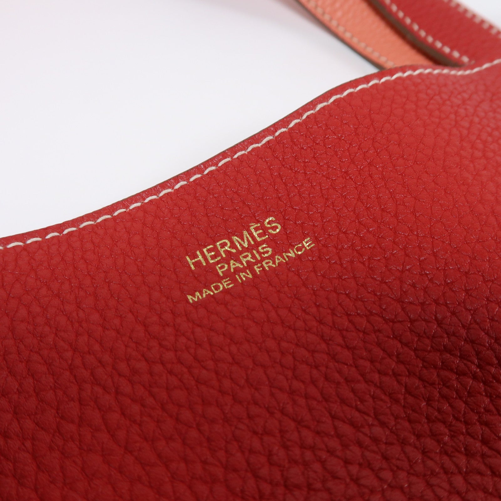 HERMES Clemence皮革Double Sens肩背袋Rouge Casaque/紅色