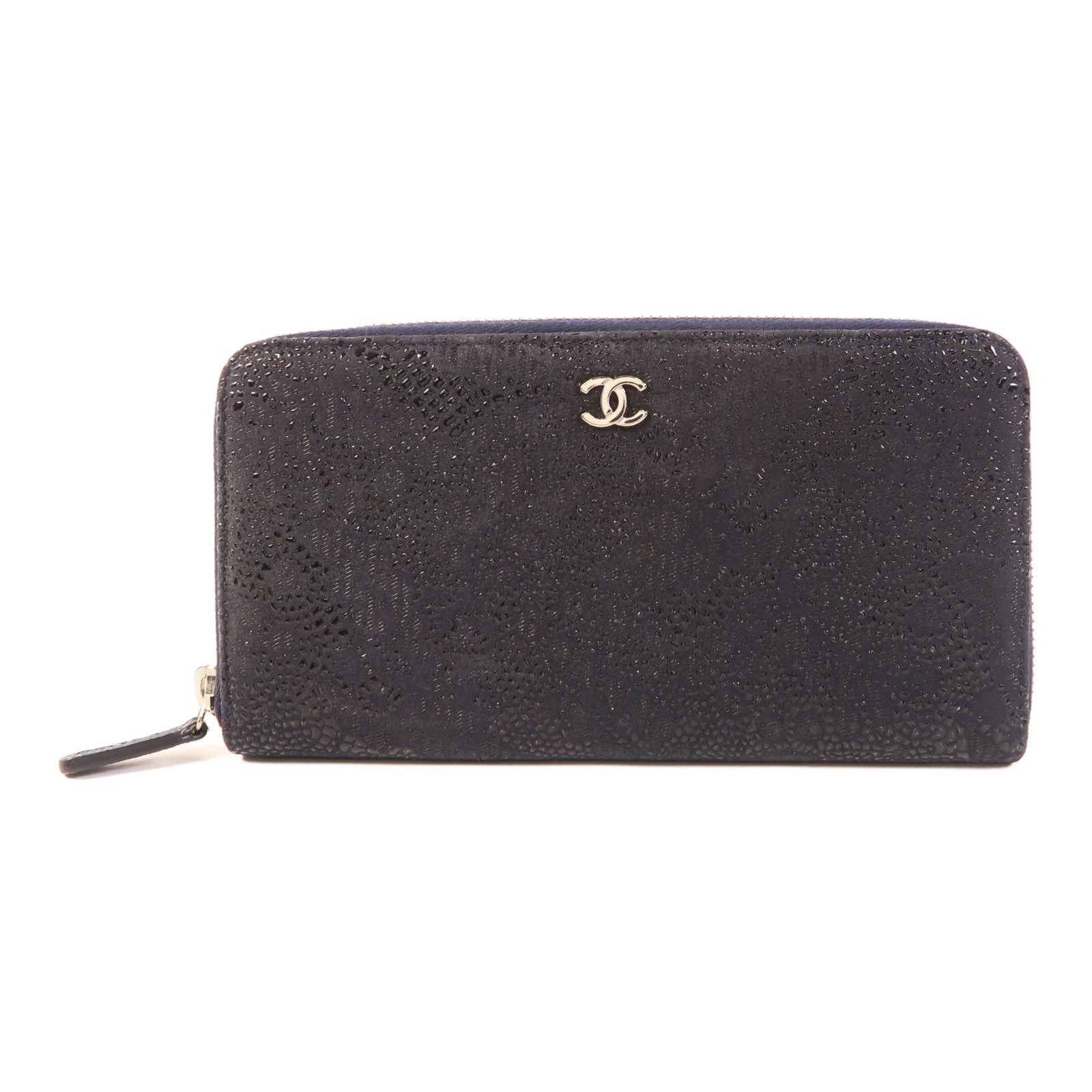 CHANEL 皮革Zipper Long Round Wallet銀扣長錢包