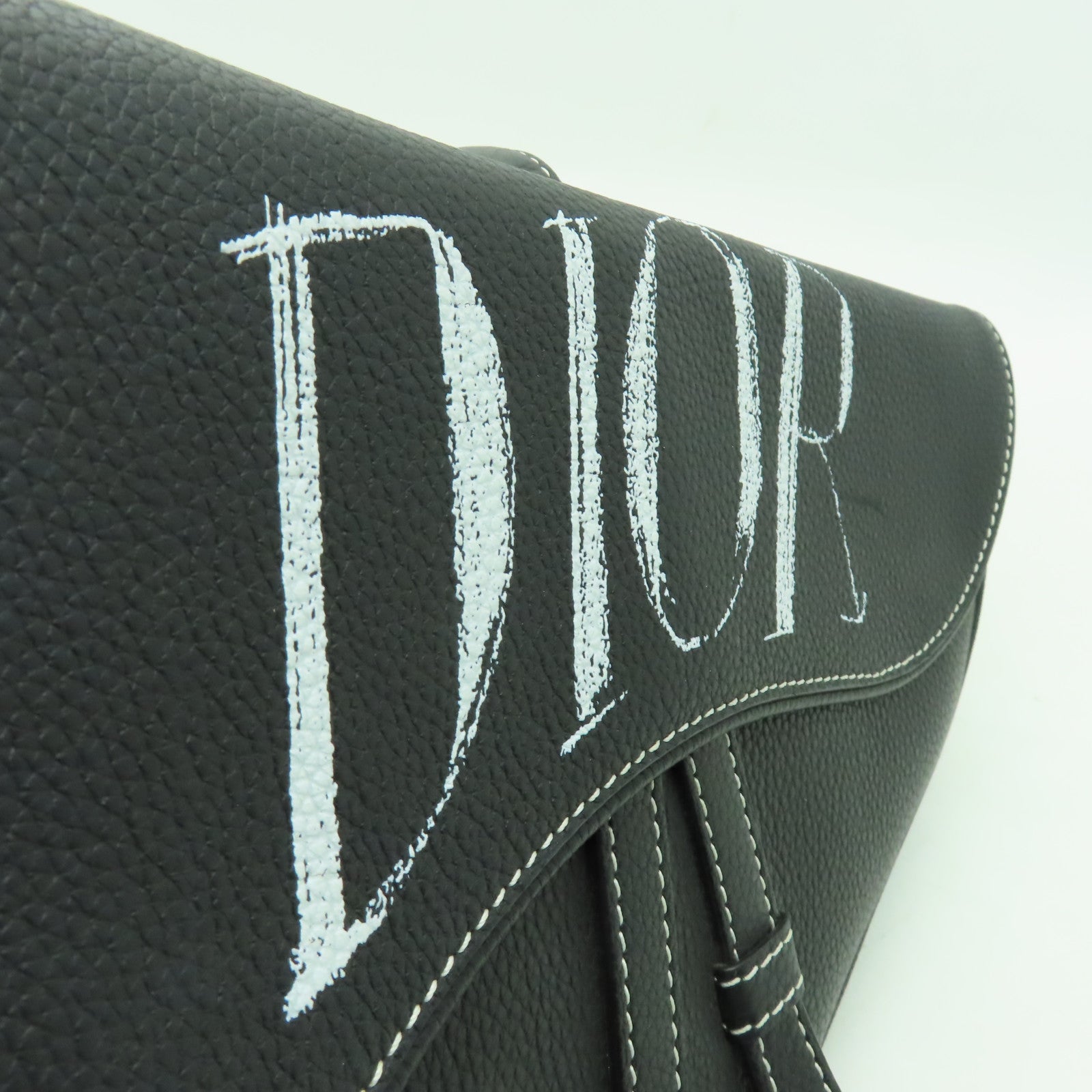 Dior 牛皮皮革Saddle銀扣肩背袋黑色