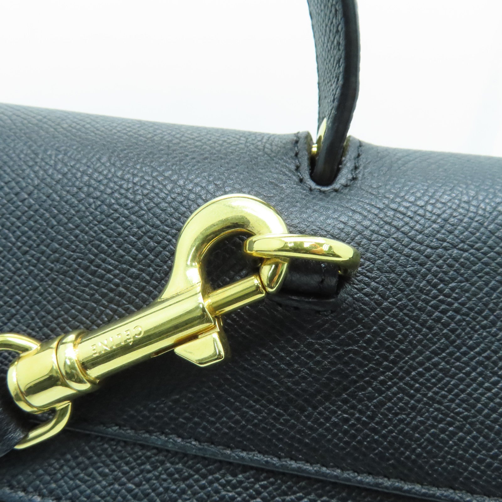 CELINE 牛皮皮革Mini Belt Bag金扣手挽肩背两用袋黑色