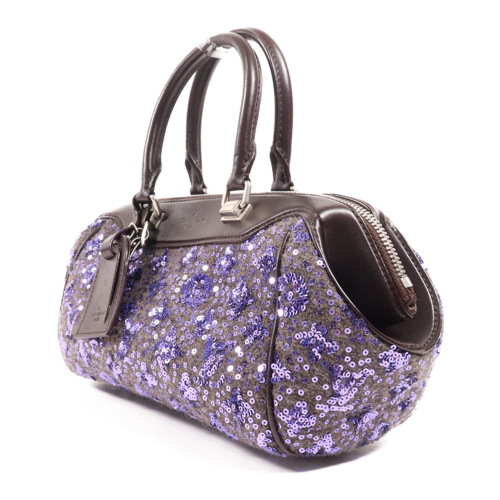 LOUIS VUITTON 皮革/珠片Shoulder Bag銀扣手挽袋