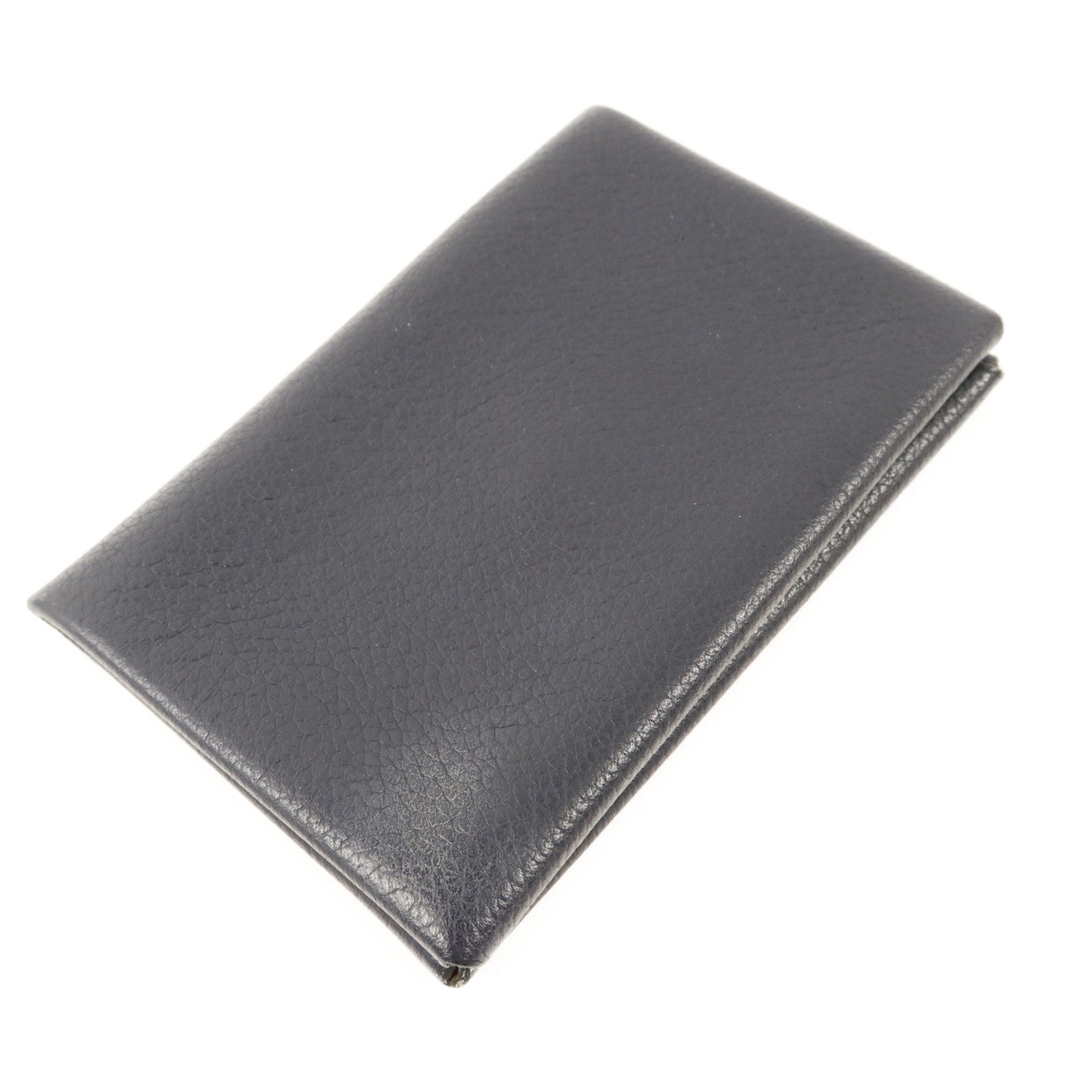 HERMES Evercolor皮革Calvi Card Case銀扣卡片套Bleu Nuit