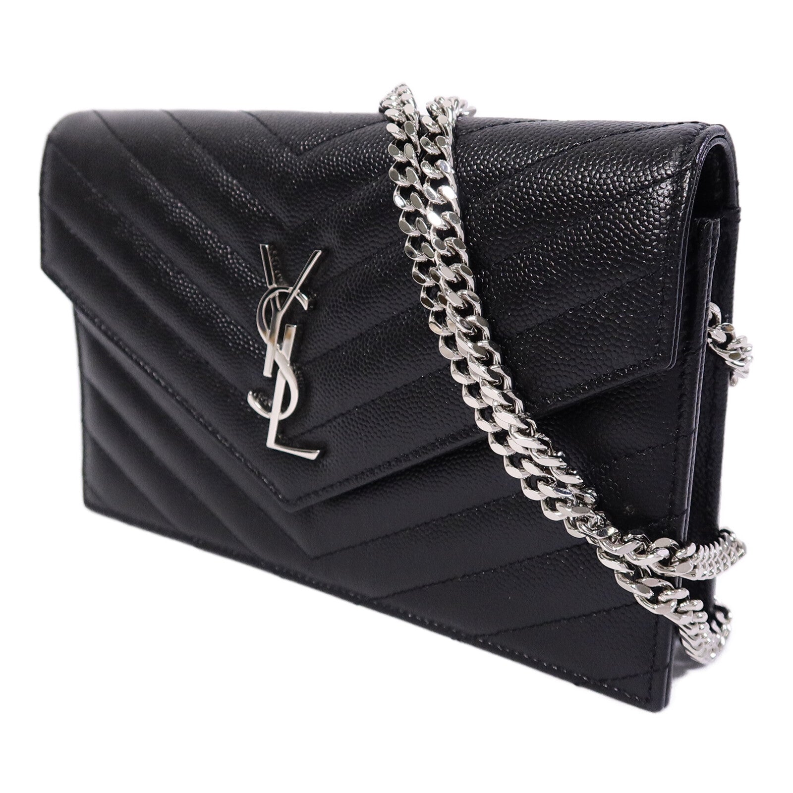 SAINT LAURENT 牛皮皮革Wallet On Chain鏈帶肩背袋