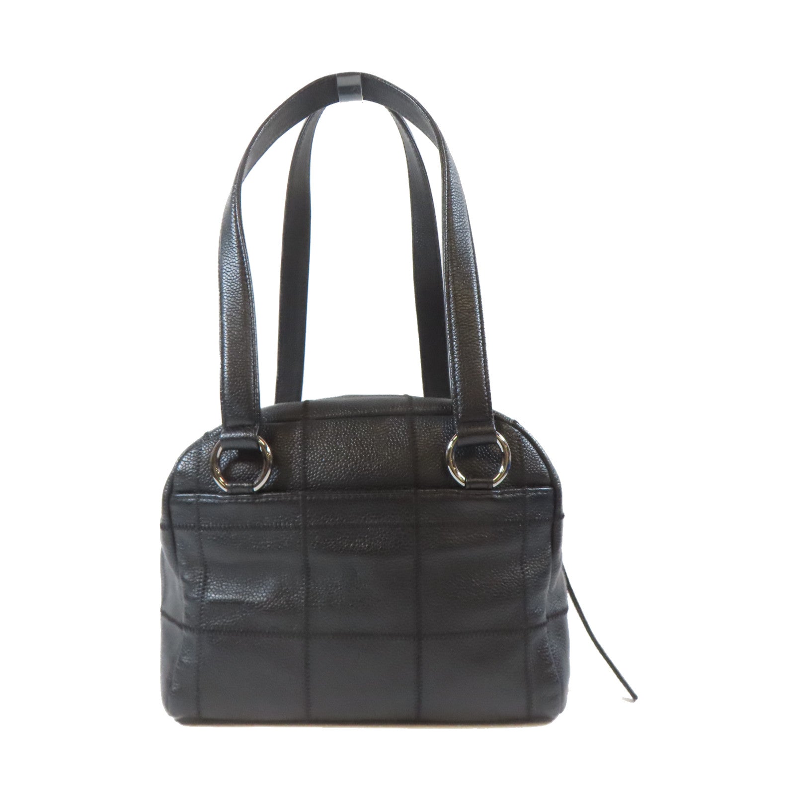 CHANEL Caviar皮革Shoulder Bag銀扣肩背袋黑色