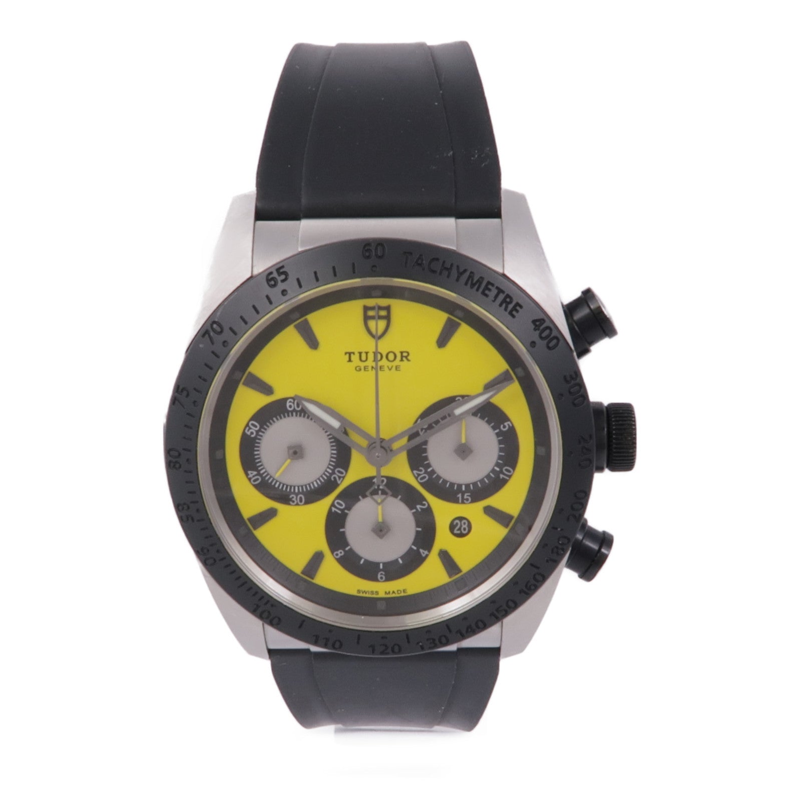 TUDOR Fastrider Chrono 42010N Automatic Watch Stainless Steel Rubber Yellow
