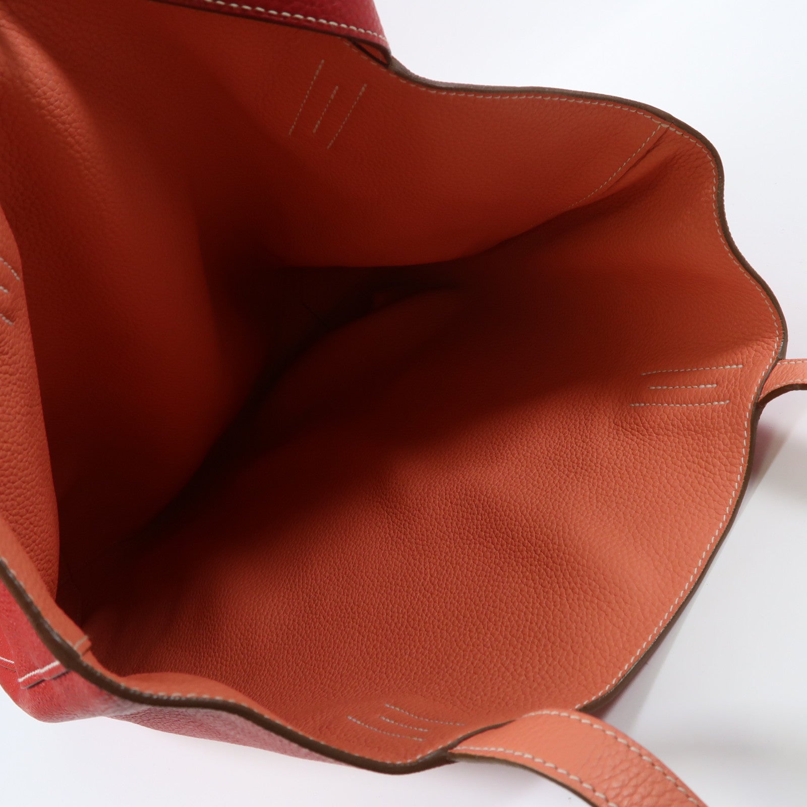 HERMES Clemence皮革Double Sens肩背袋Rouge Casaque/紅色