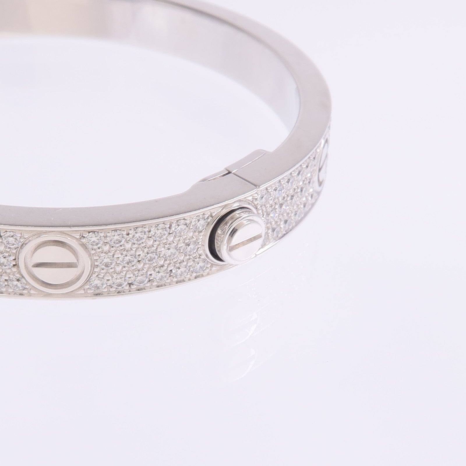 CARTIER 【激減優惠】18K白金Love Bracelet Classic Model Paved Diamonds鑽石手鐲Cartier#16