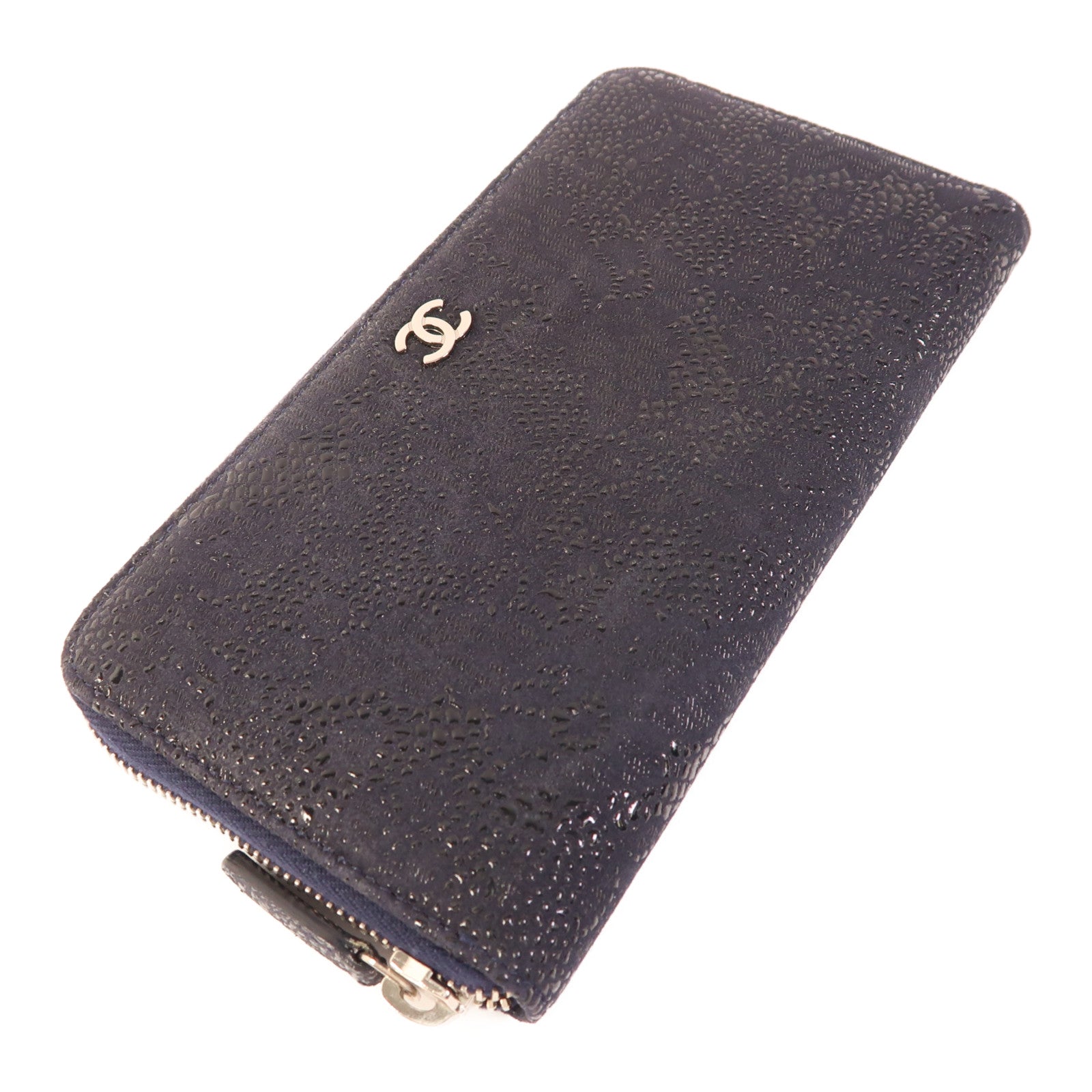 CHANEL 皮革Zipper Long Round Wallet銀扣長錢包