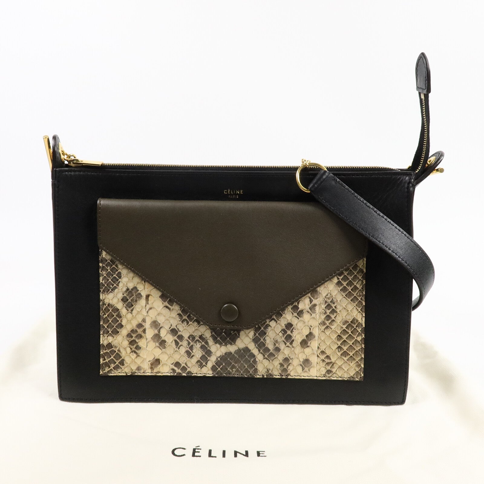 CELINE 牛皮皮革Tricolor Pocket Envelope Pouch Bag肩背袋