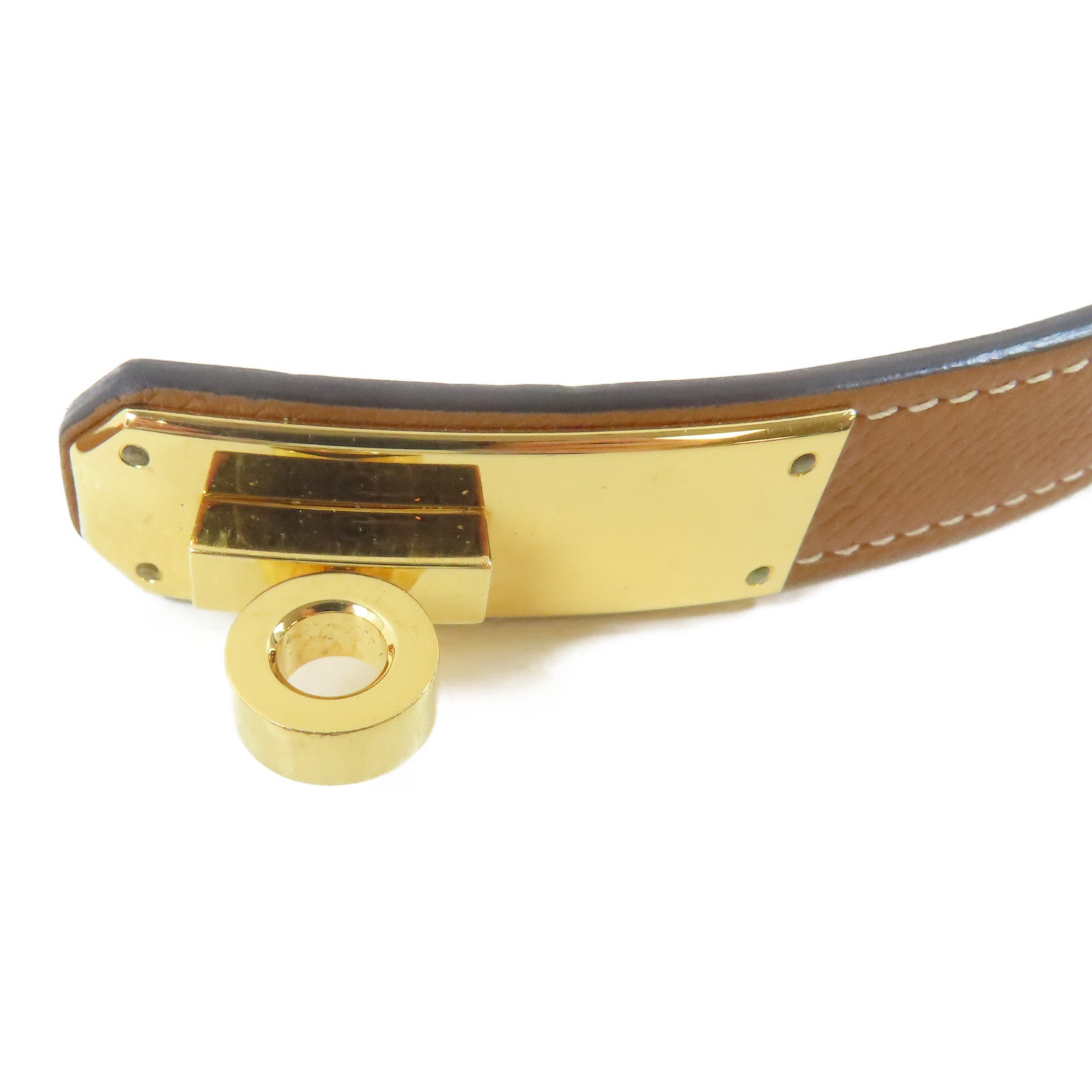 HERMES Epsom皮革Kelly Belt金扣皮帶Gold/金色/經典駝色