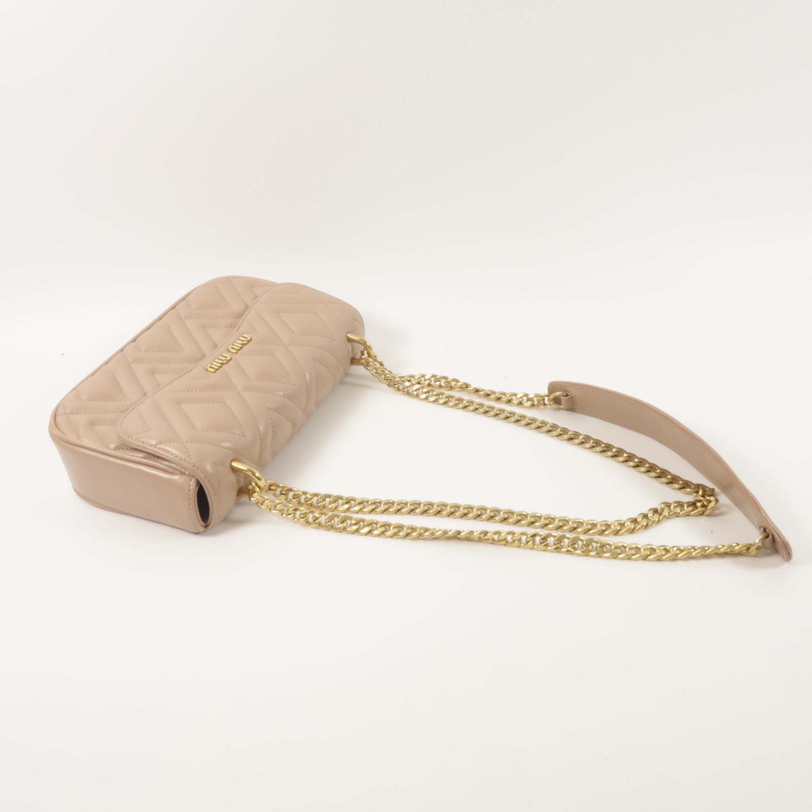 Miu Miu 羊皮皮革Chain Shoulder鏈帶肩背袋